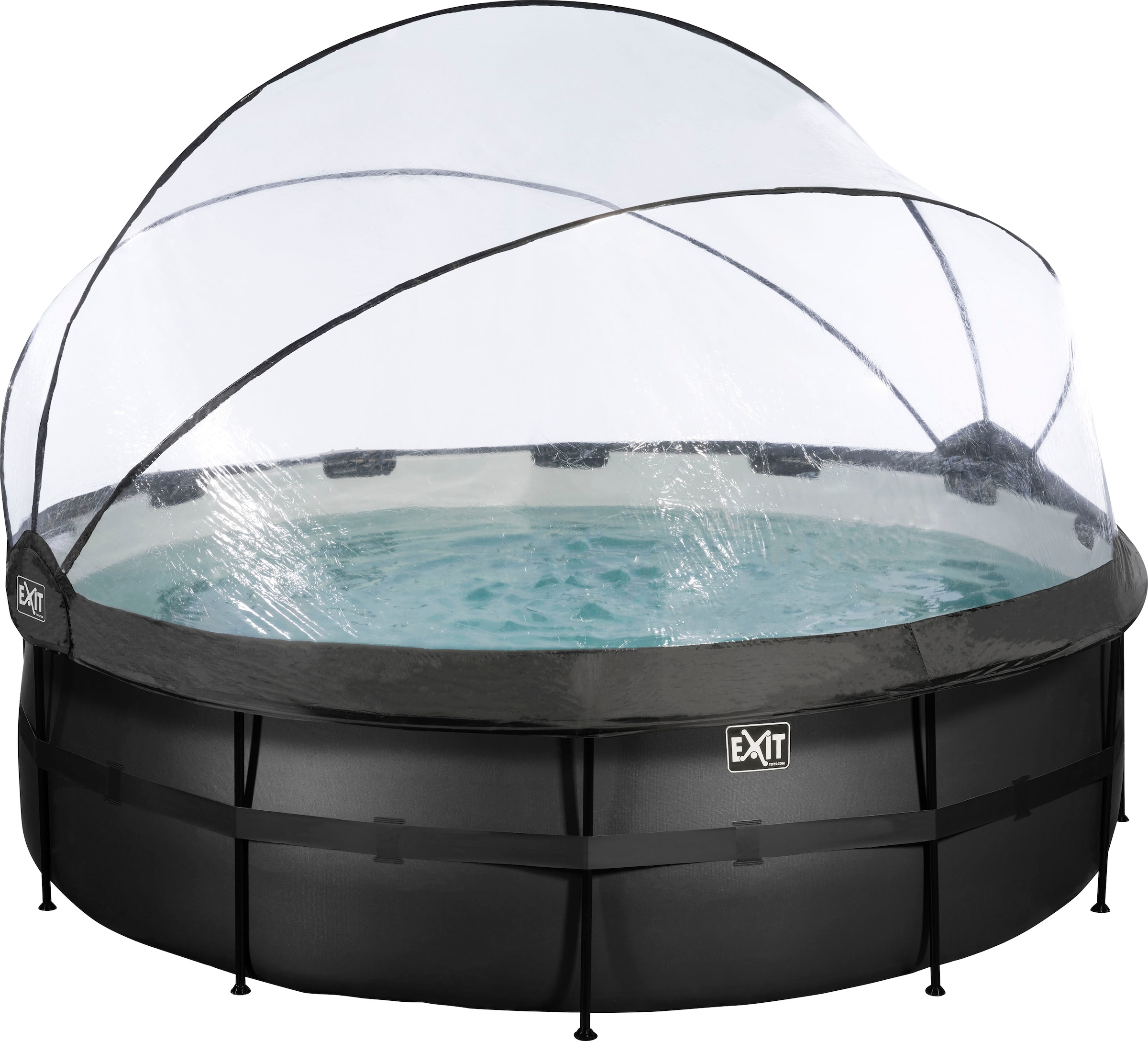 EXIT Framepool »inkl. multifunktionaler Poolabdeckung & Wärmepumpe«, (Set, 5 tlg.), ØxH: 427x122 cm, mit Sandfilteranlage und Sicherheitsleiter