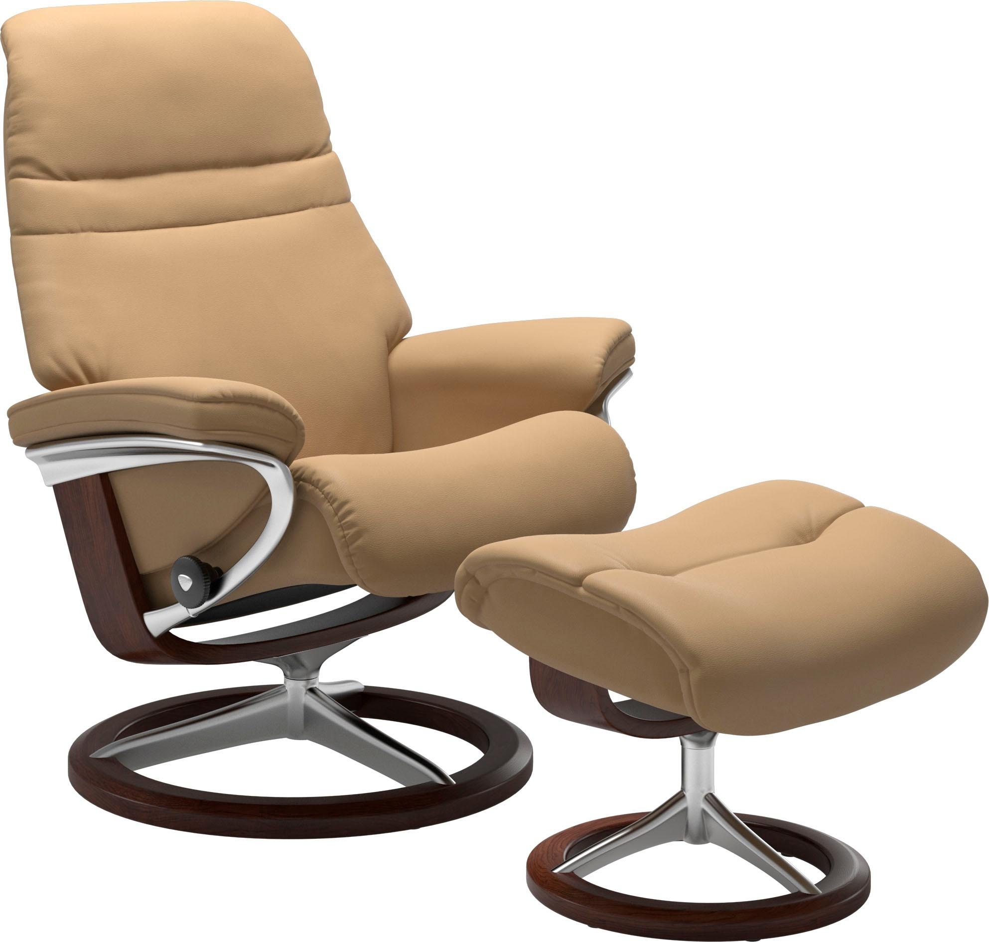 Stressless® Relaxsessel »Sunrise«, (Set, Relaxsessel mit Hocker), mit Signature Base, Größe M, Gestell Braun
