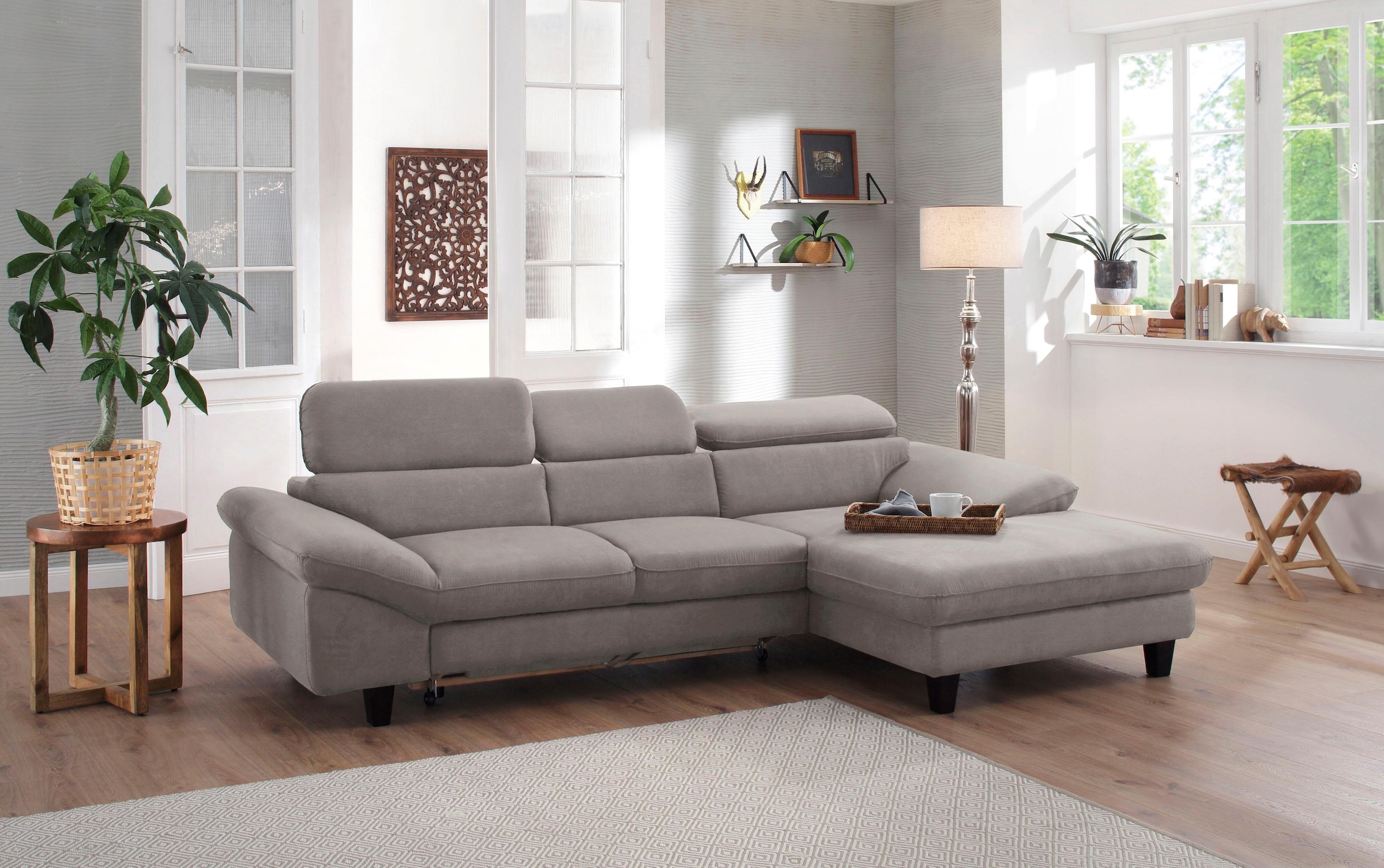 Home affaire Ecksofa »Pilot L-Form«, mit Kopfteilverstellung, optional Bettfunktion und Bettkasten