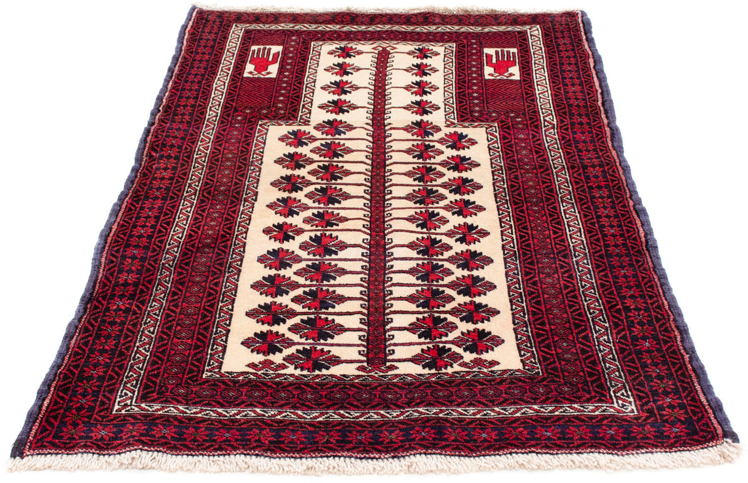 morgenland Orientteppich "Belutsch - 136 x 89 cm - rot", rechteckig, 8 mm Höhe, Wohnzimmer, Handgeknüpft, Einzelstück mi