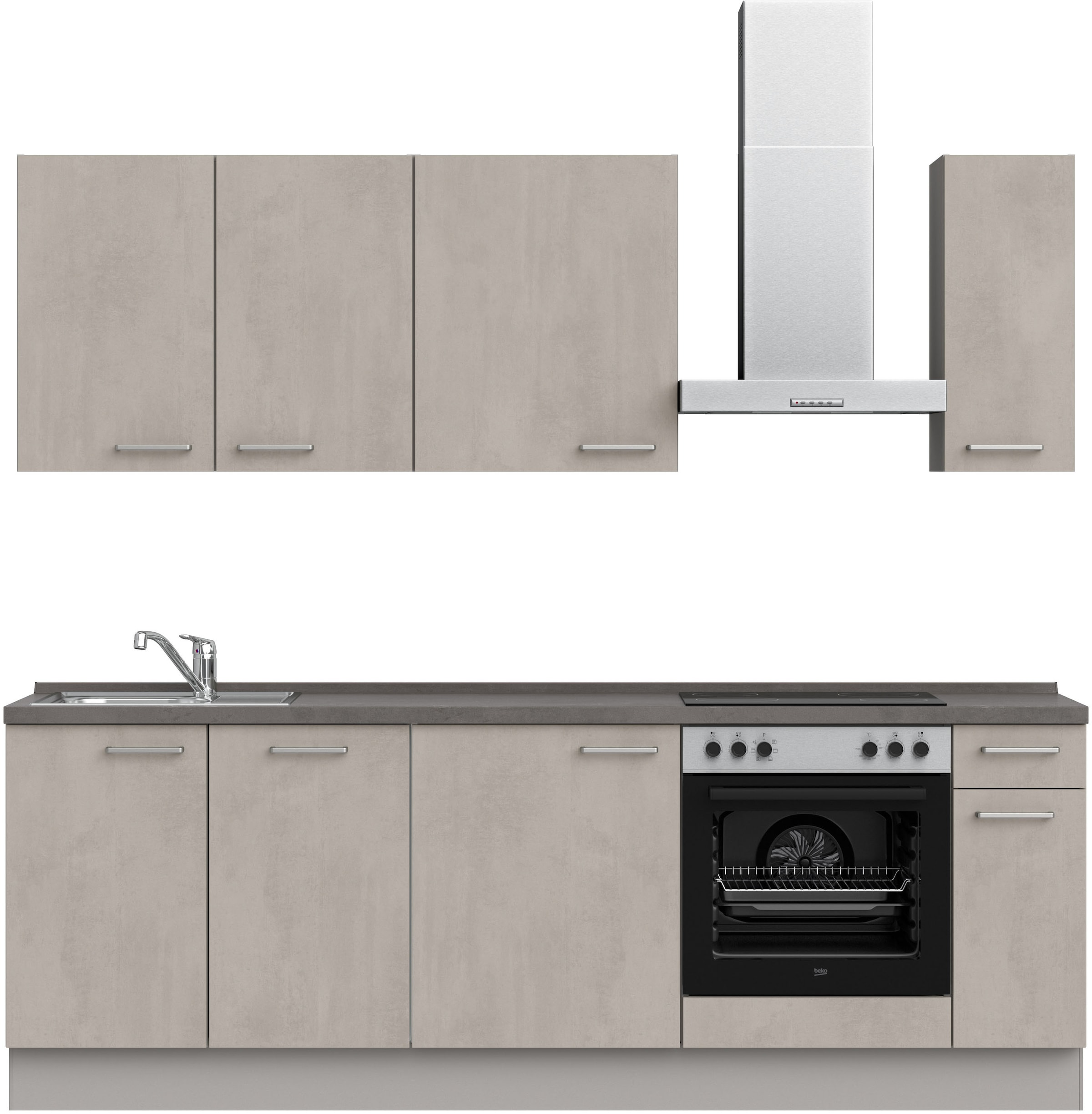 nobilia Küchenzeile ""Riva I", NEU: individuell anpassbar mit gratis Profi-Beratung" vormontiert, Breite 240 cm, Ausrichtung wählbar, wahlw. mit E-Geräten