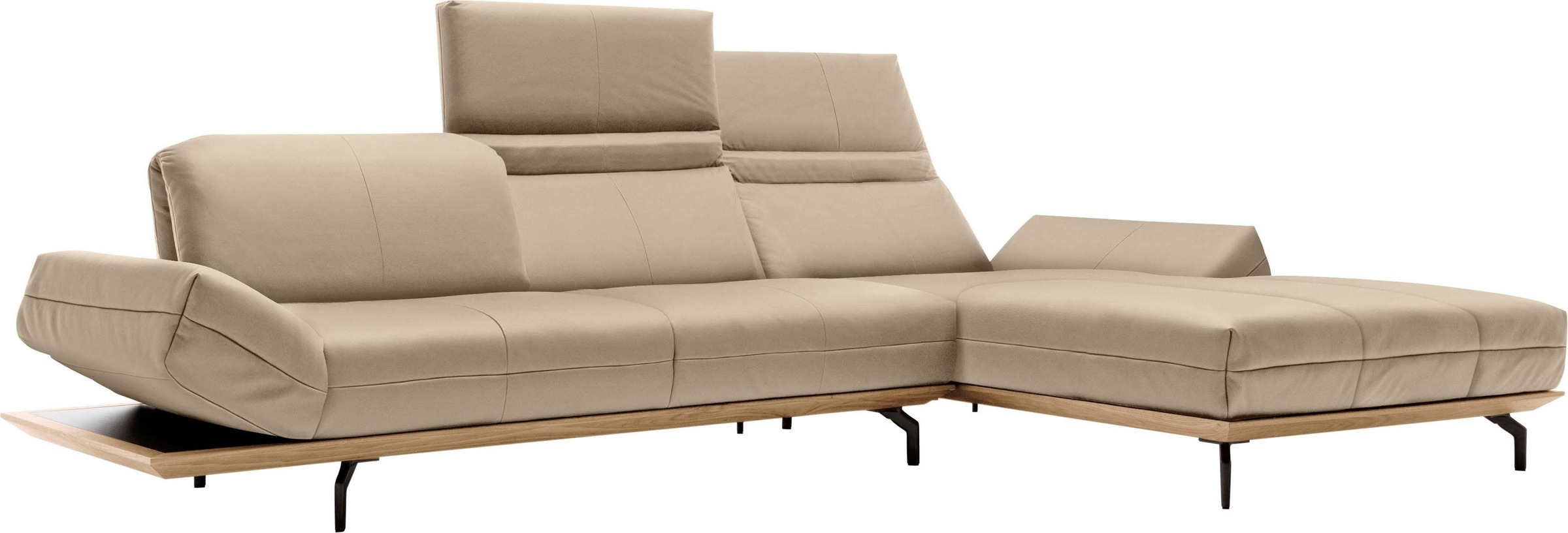 Creation BY ROLF BENZ Ecksofa »CR.420, Designecksofa, L-Form«, in 2 Qualitäten, Holzrahmen in Eiche Natur oder Nußbaum, Breite 313 cm