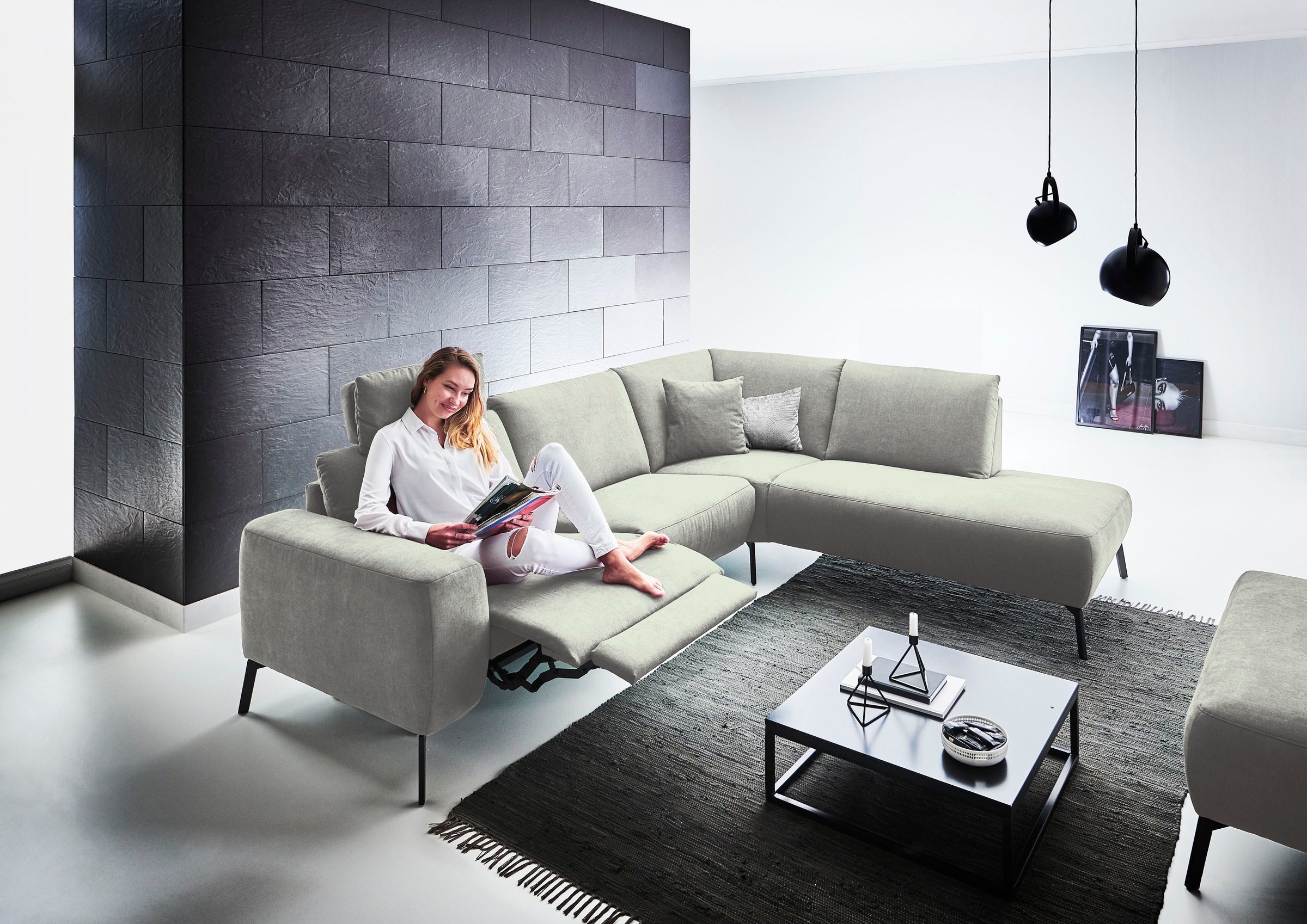 INOSIGN Ecksofa »Bellini L-Form«, incl. motorischer Relaxfunktio, wahlweise Easy Care-Bezug