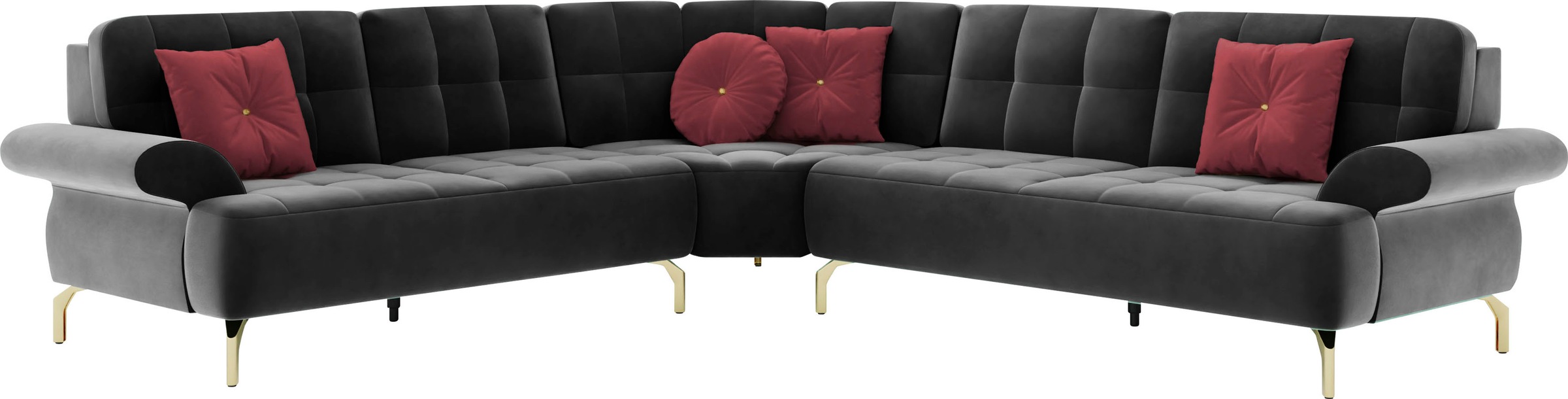 sit&more Ecksofa »Orient 1 L-Form«, inkl. 4 Zierkissen mit Strass-Stein, goldfarbene Metallfüße