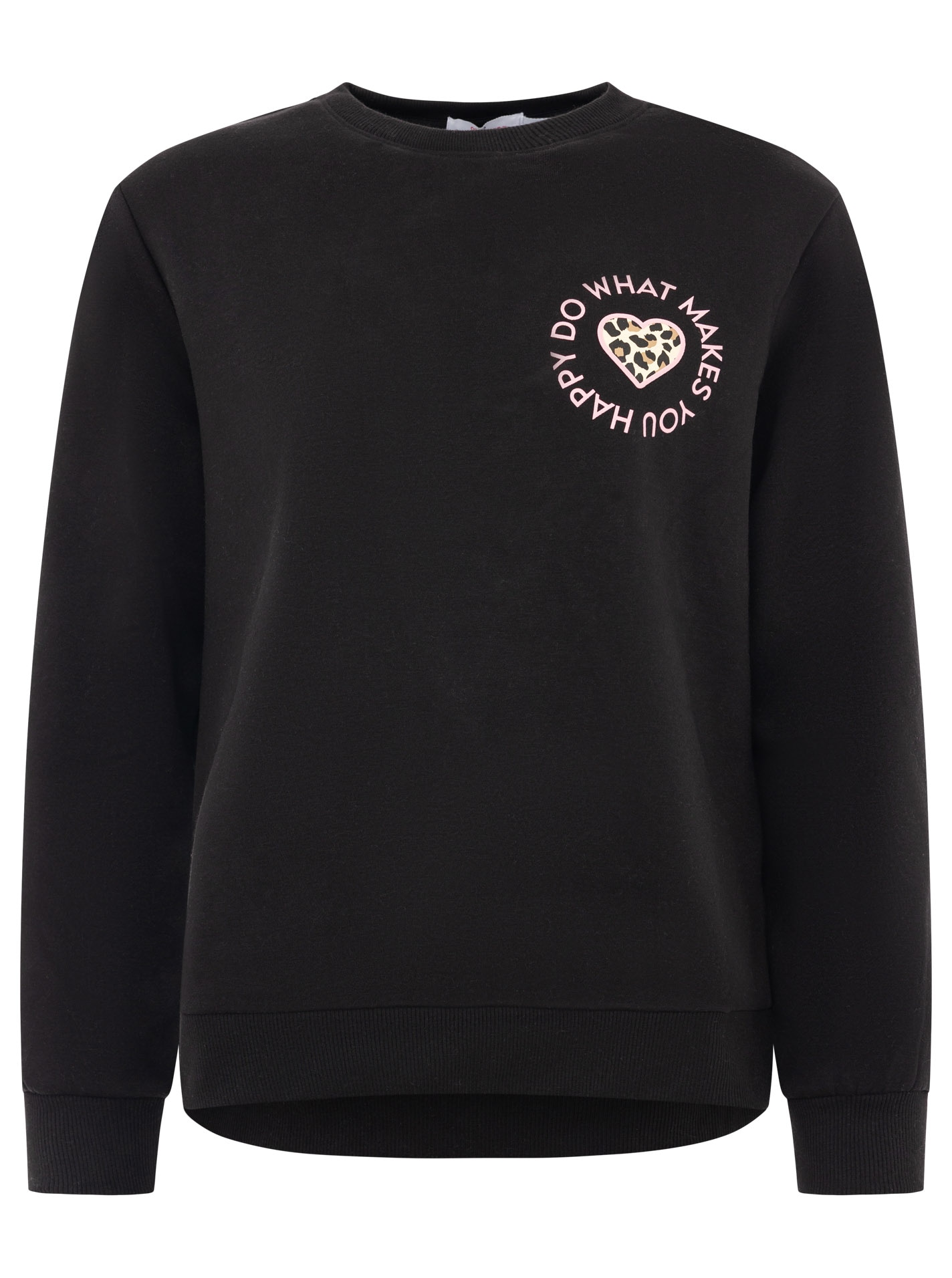 Zwillingsherz Sweatshirt ""Happy Leo Lettering"", Rundhals, großer Leo-Schriftzug auf der Schulter, elastische Bündchen