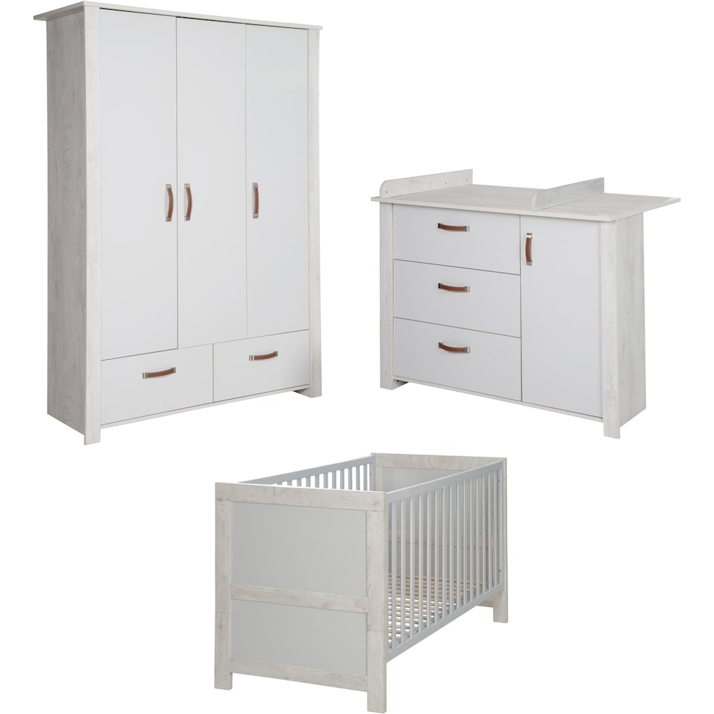 roba® Babyzimmer-Komplettset »Mila«, (Set, 3 St., Kinderbett, Schrank, Wickelkommode)