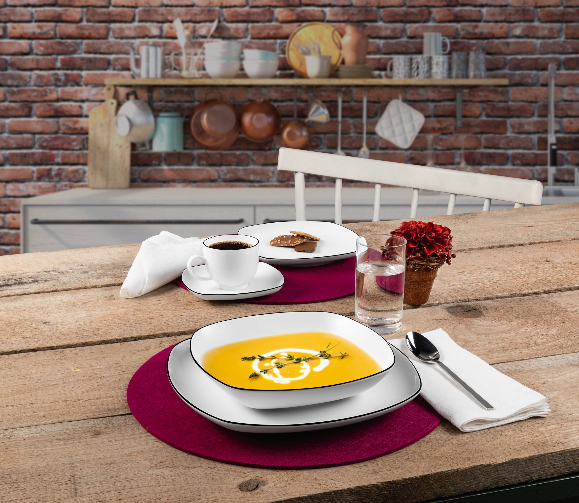 Seltmann Weiden Frühstücksteller »Lido Black Line« Teller eckig 20 cm