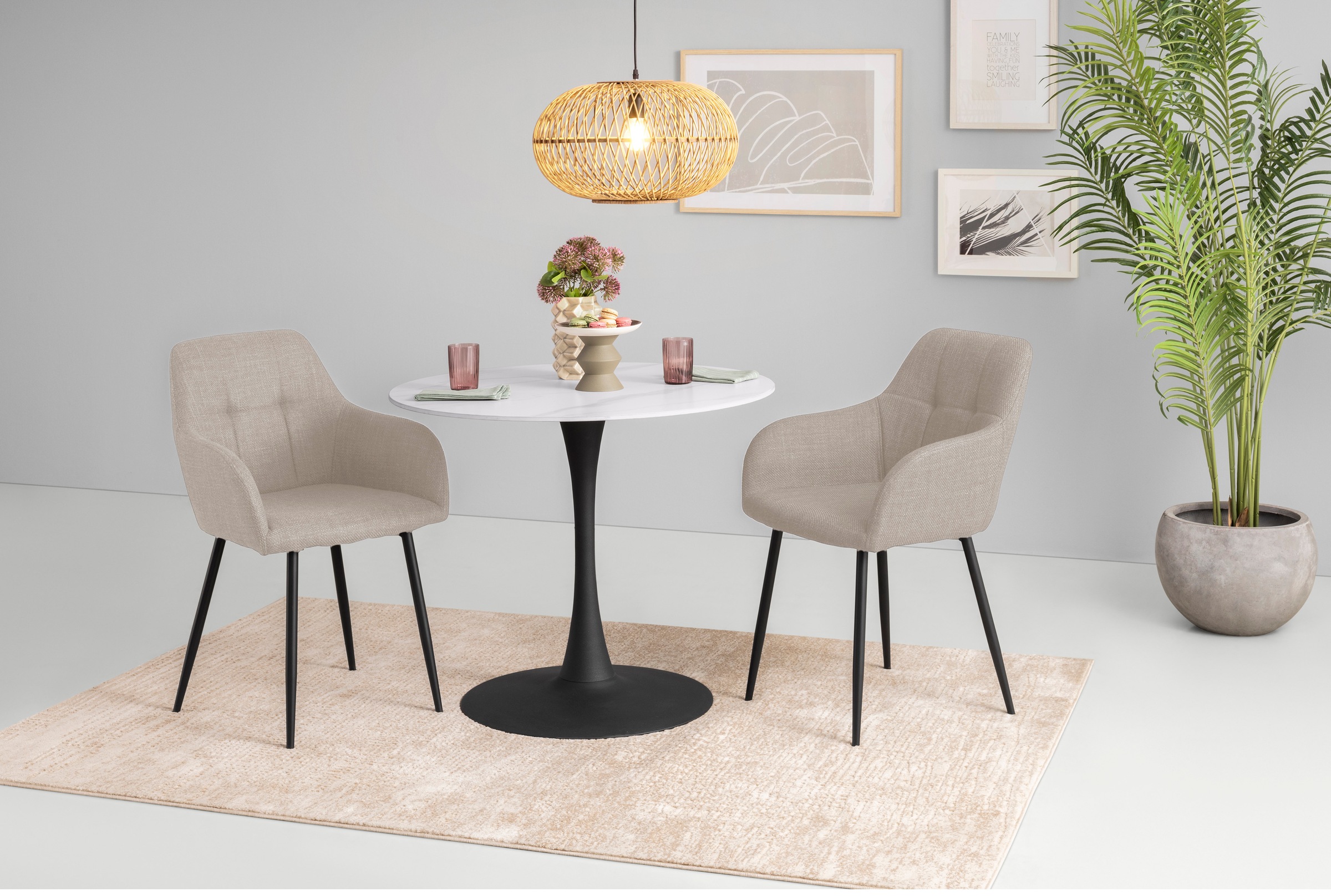 HELA Essgruppe "MOSEL" 3 Stk. tlg. Tisch 90x75 cm, Platte rund, gesinterter günstig online kaufen