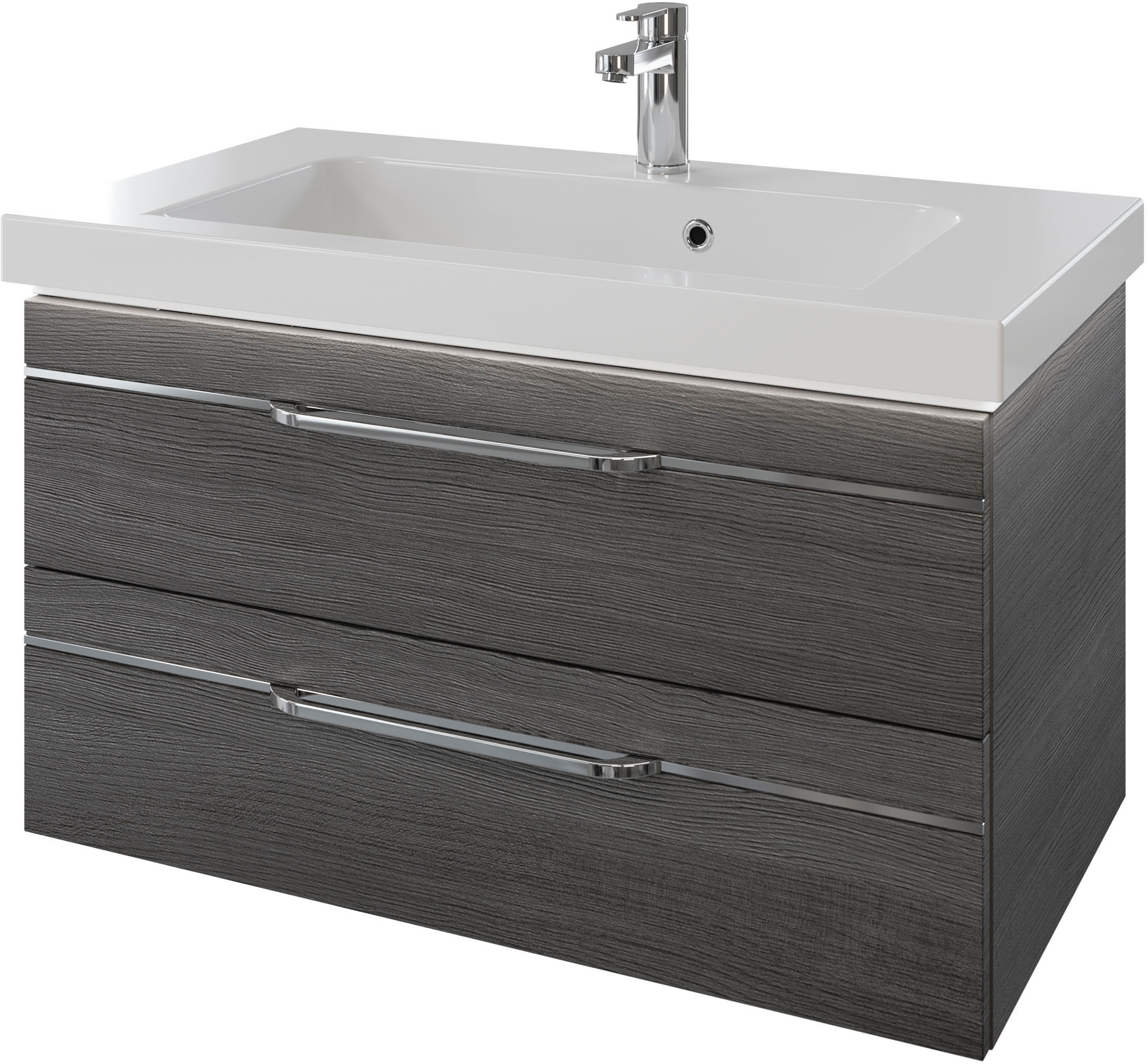 Saphir Badmöbel-Set »Balto 2-teilig Mineralmarmor-Waschtisch mit LED-Spiegel, Waschplatz«, (2 St.), 92 cm breit, mit 2 Schubladen, Badschrank inkl. Schubladendämpfer