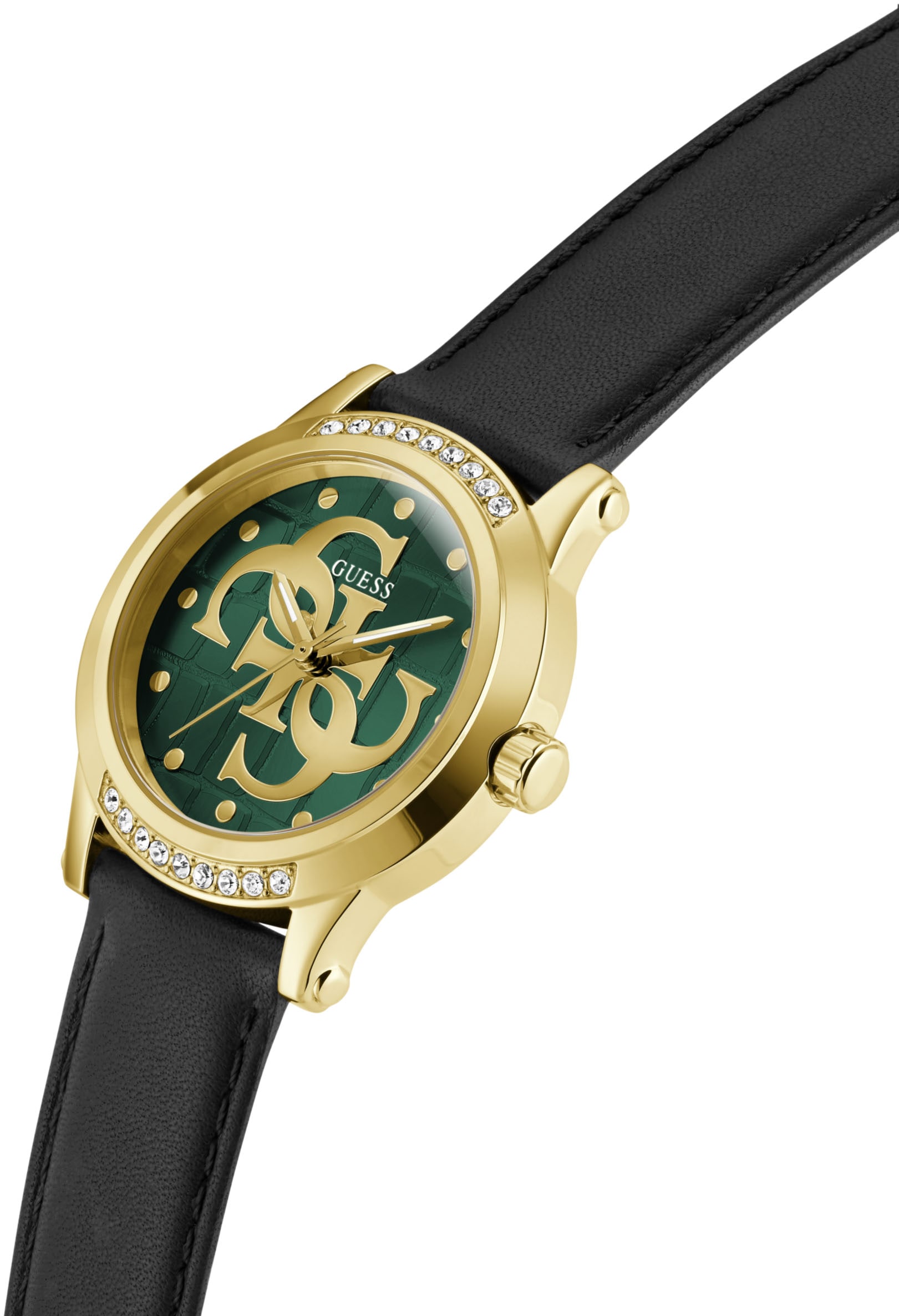 Guess Quarzuhr »ANNETTE«, Armbanduhr, Damenuhr, Lederarmband, analog