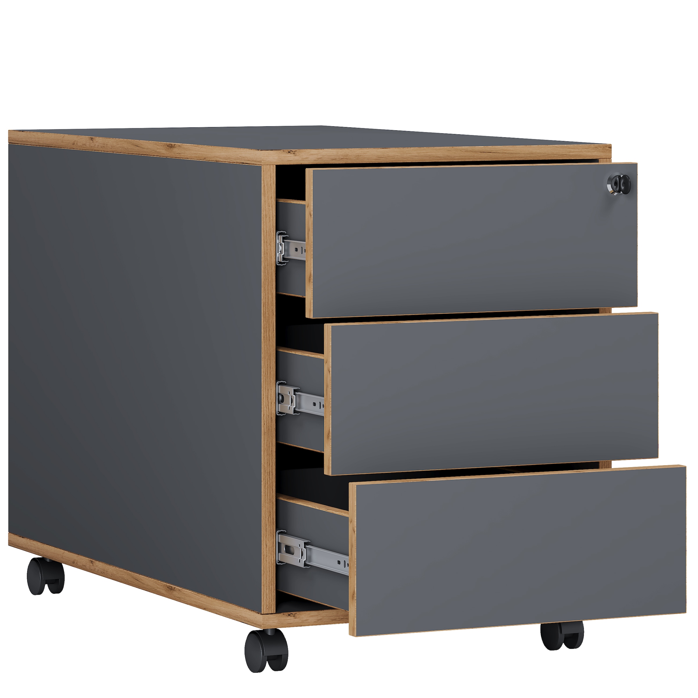 VCM Container »VCM Rollcontainer Beistellcontainer Bürocontainer Rollen rollbar anschließbar Salia 3 Schublade Tiefe 70 cm«, (1 St.)
