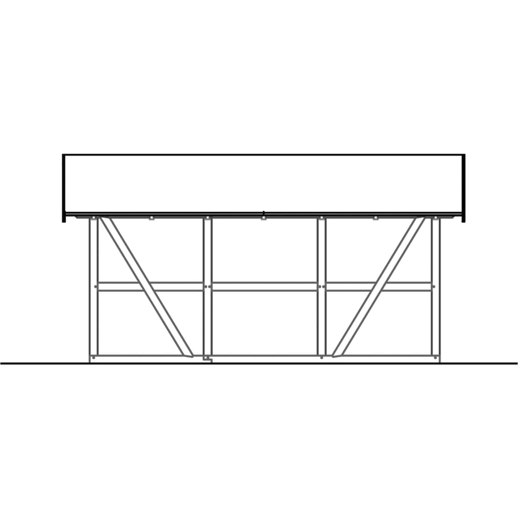 Skanholz Einzelcarport »Schwarzwald«, KVH, Fichte, 300 cm, Eiche hell, 424x600cm mit Rückwand und Dachlattung