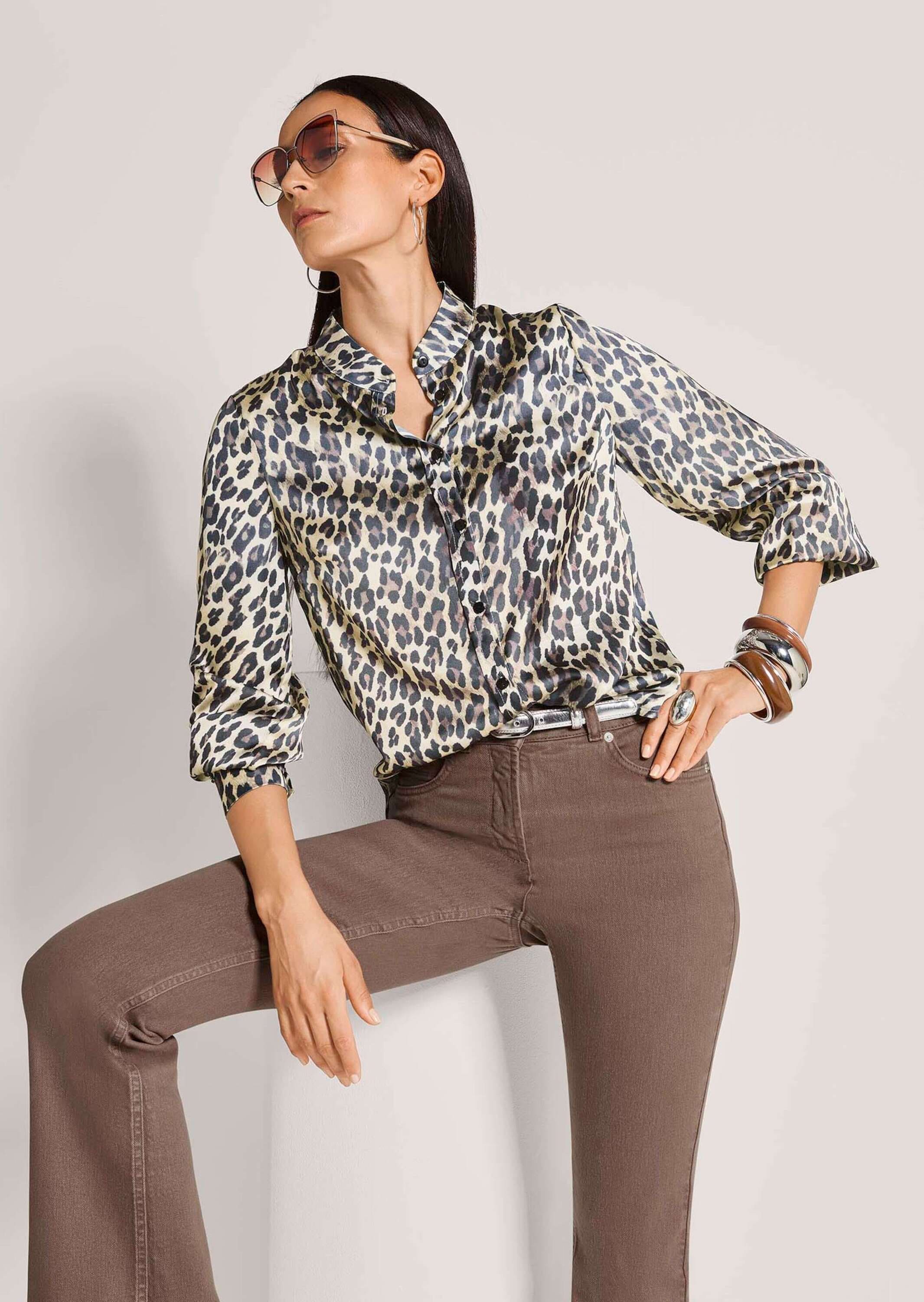 MADELEINE Langarmbluse »Bluse Viskosebluse mit Leopardenmuster«