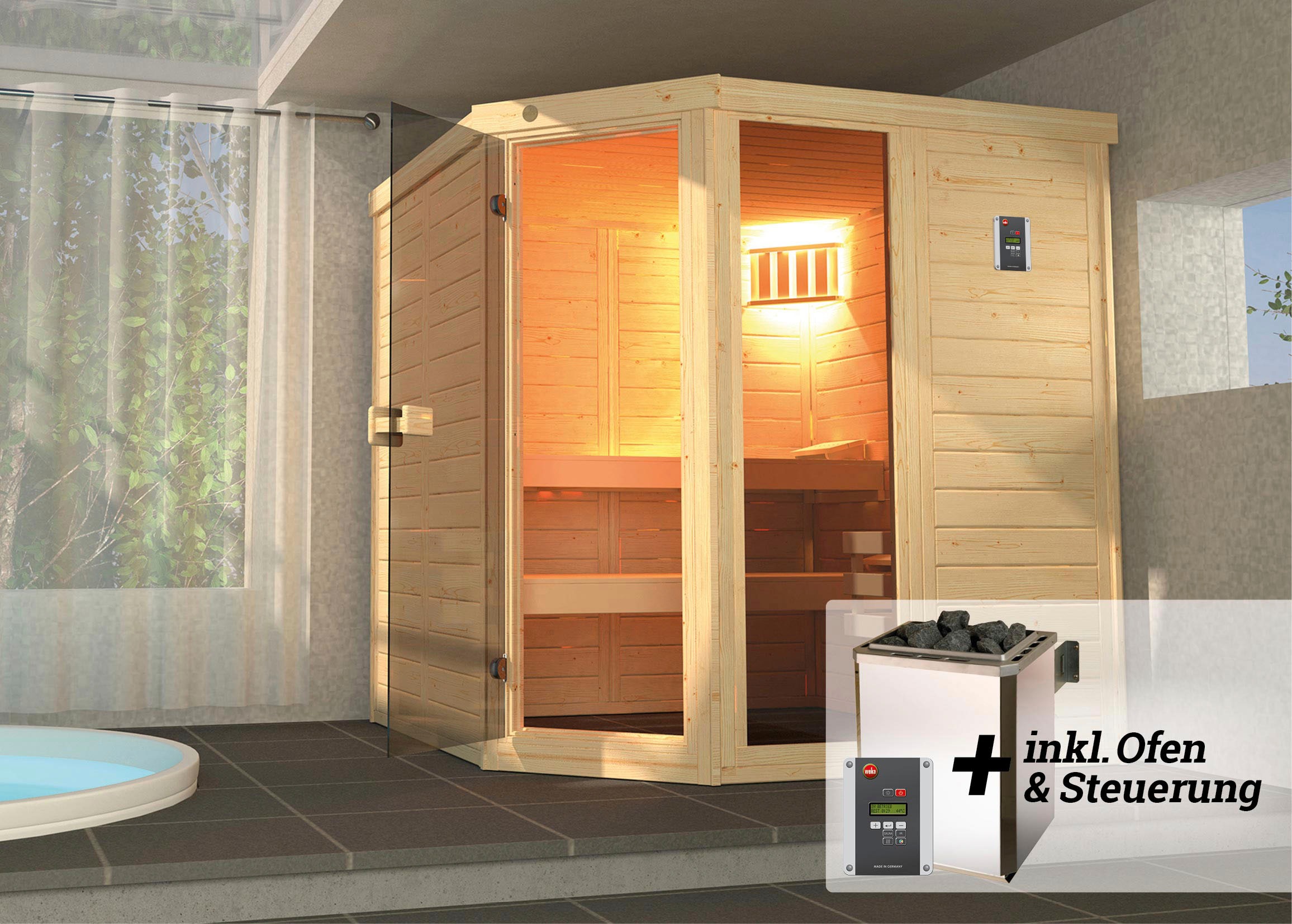 weka Sauna »Laukkala«, 7,5 kW-Ofen mit digitaler Steuerung
