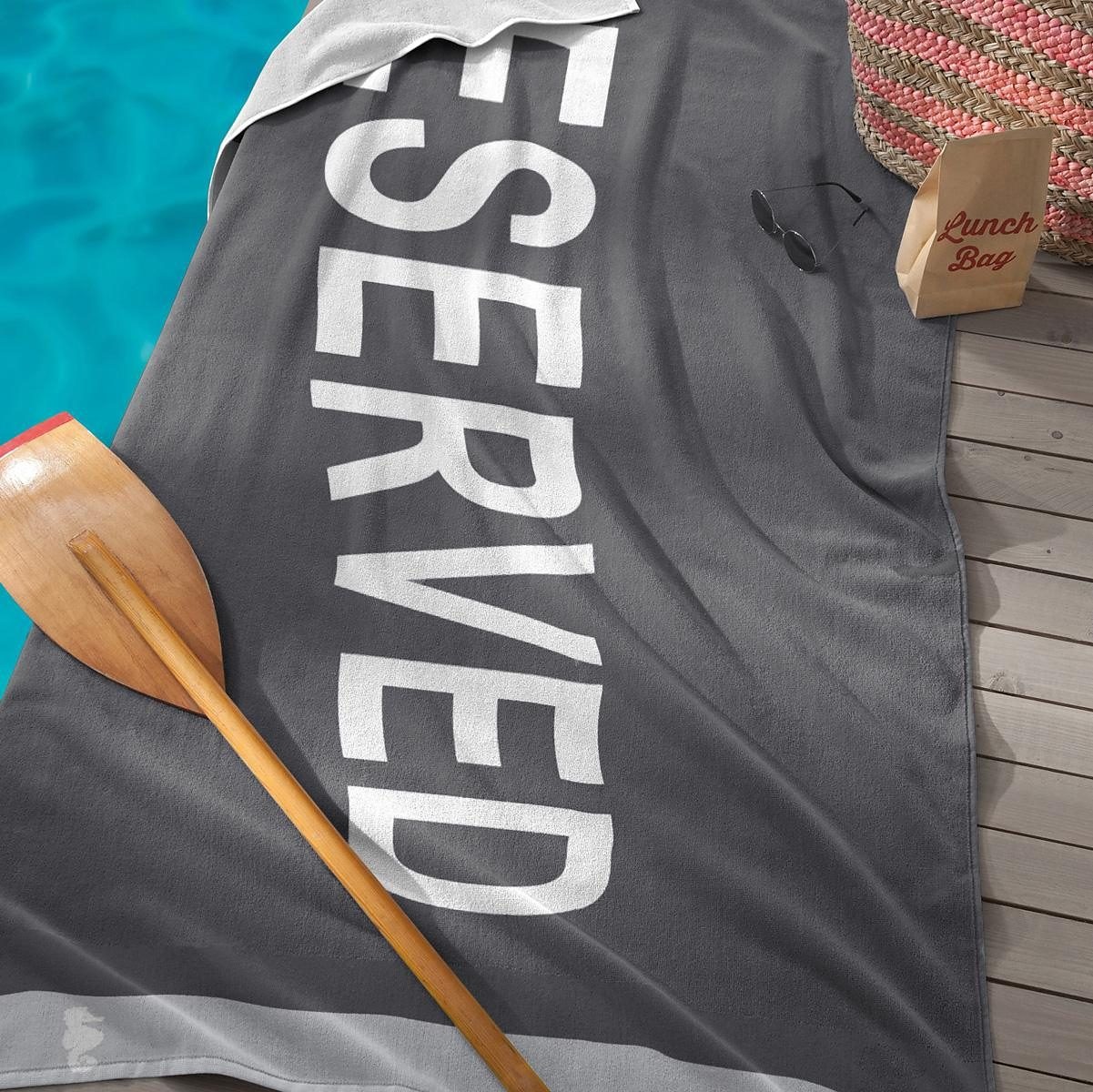 Seahorse Strandtuch "Reserved" 100x180, für Strand und Pool, mit Schriftzug günstig online kaufen