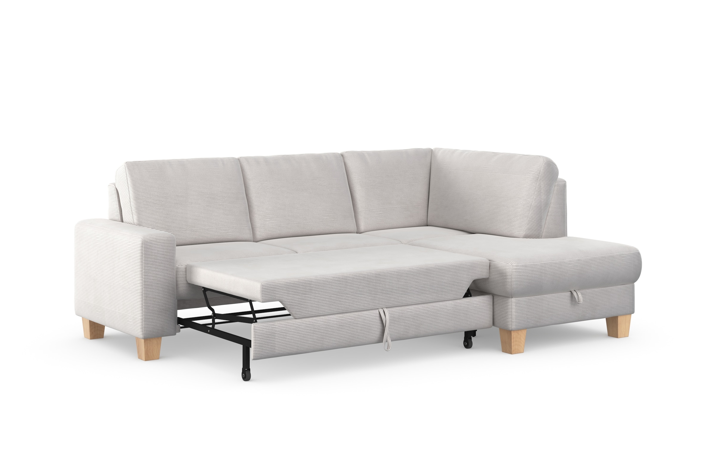 Home affaire Ecksofa »Summer L-Form«, mit Ottomane, wahlweise mit Bettfunktion und Bettkasten, Cord-Bezug