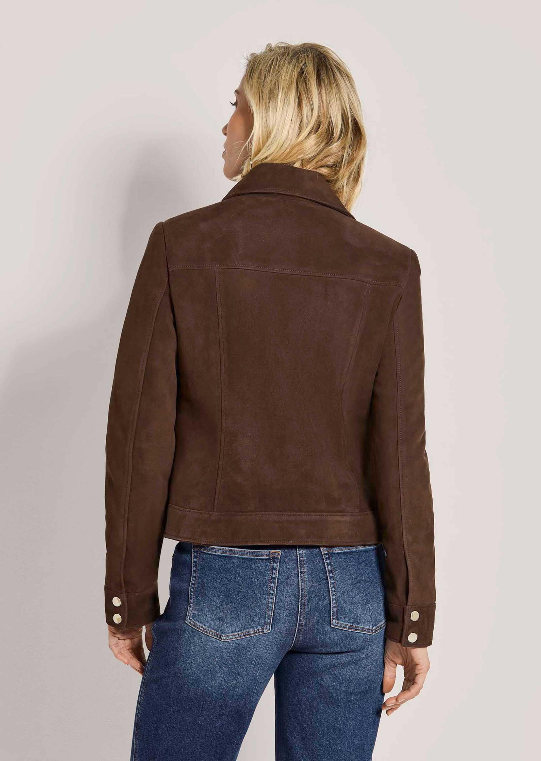 MADELEINE Lederjacke »Jacke Velourslederjacke mit Hemdkragen«