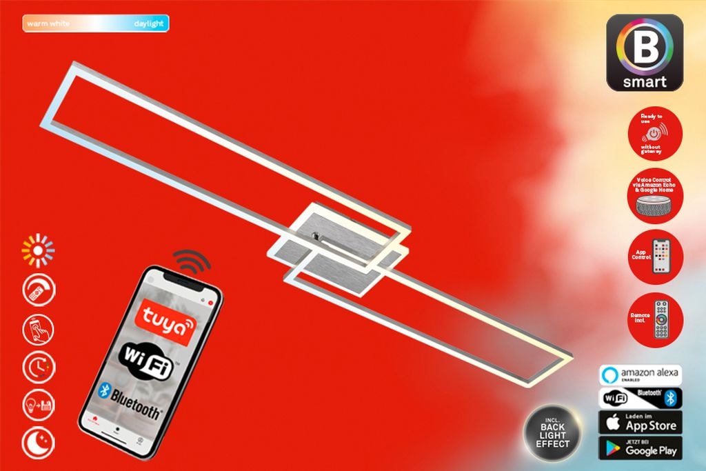 Smarte LED-Leuchte "FRAME S"weiß, neutral, BRILONER LEUCHTEN, Leuchten