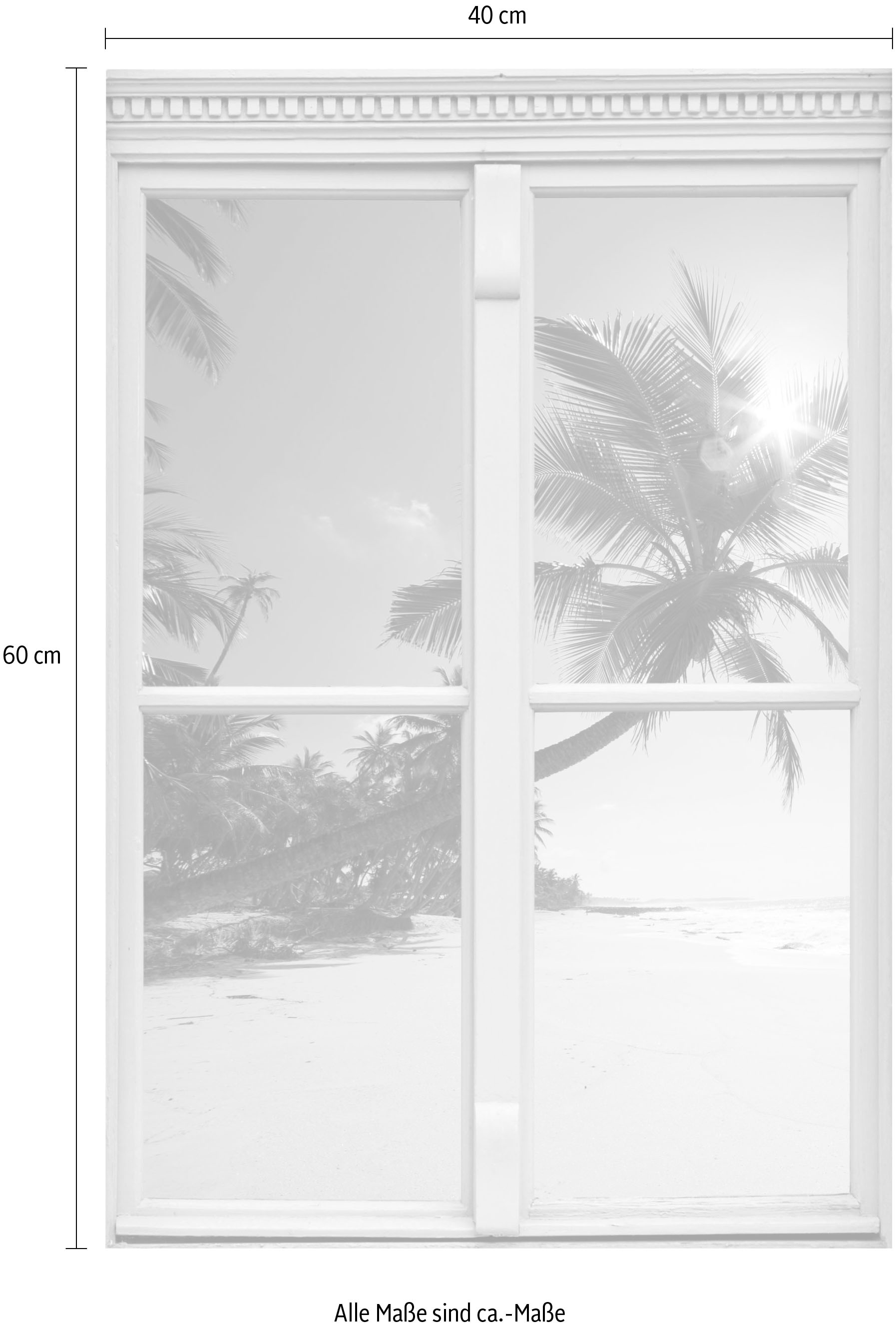 queence Wandsticker »Palmenstrand«, Wandsticker, Wandbild, selbstklebend, 3D, Fenster