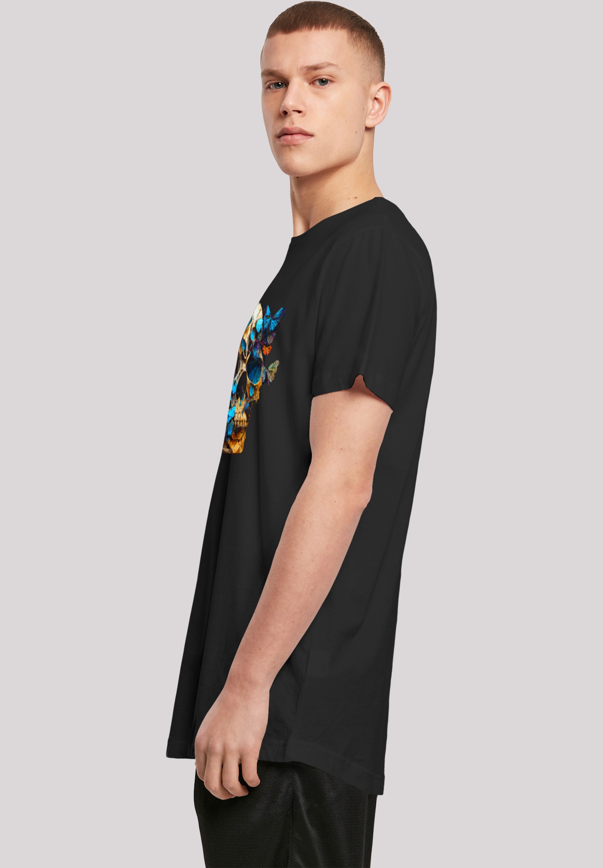 F4NT4STIC T-Shirt »Schmetterling Skull LONG TEE«, Print