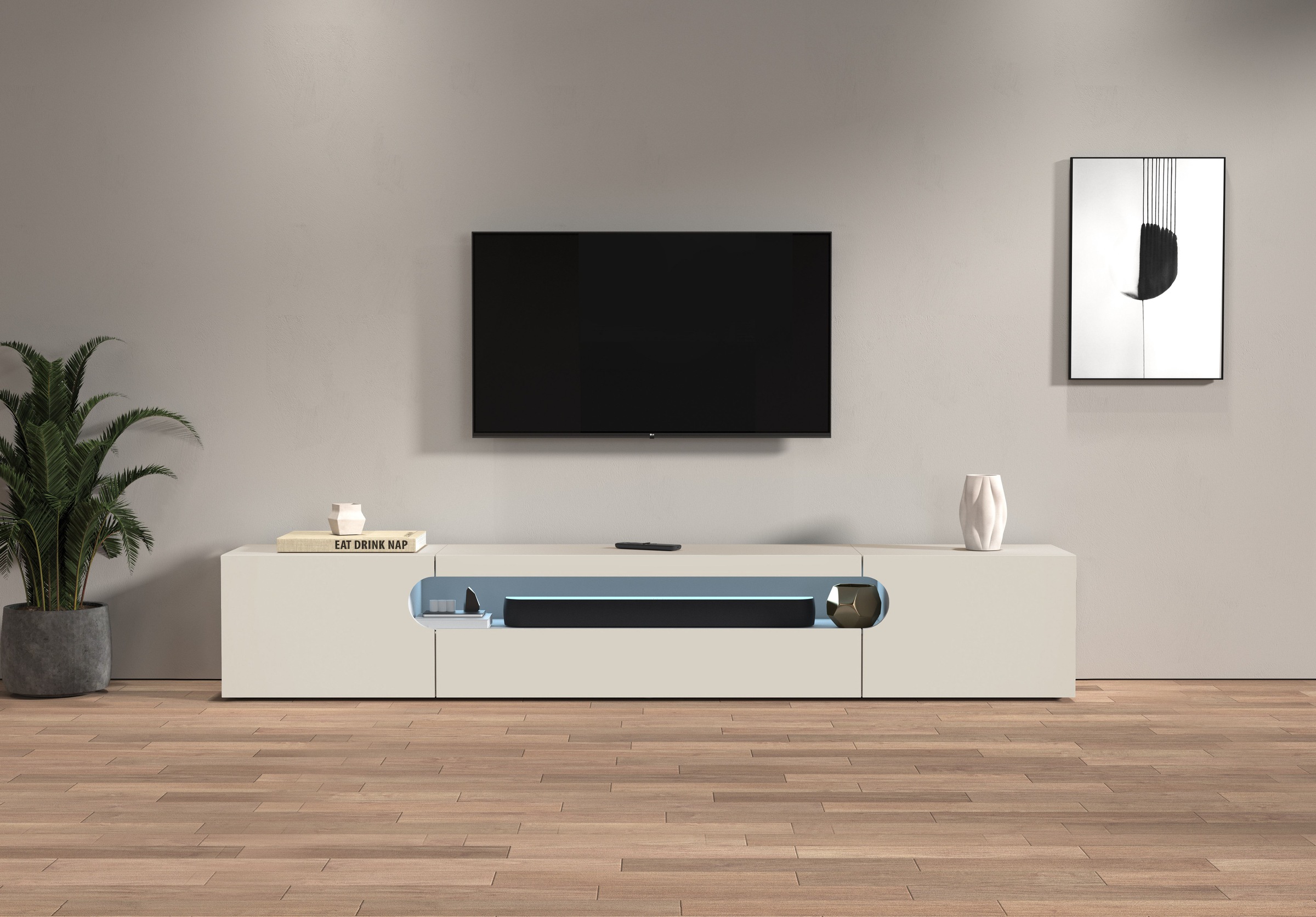 Home affaire Lowboard "REAL TV-Möbel, 240 cm breit, 40/60 cm hoch, Hochglan günstig online kaufen