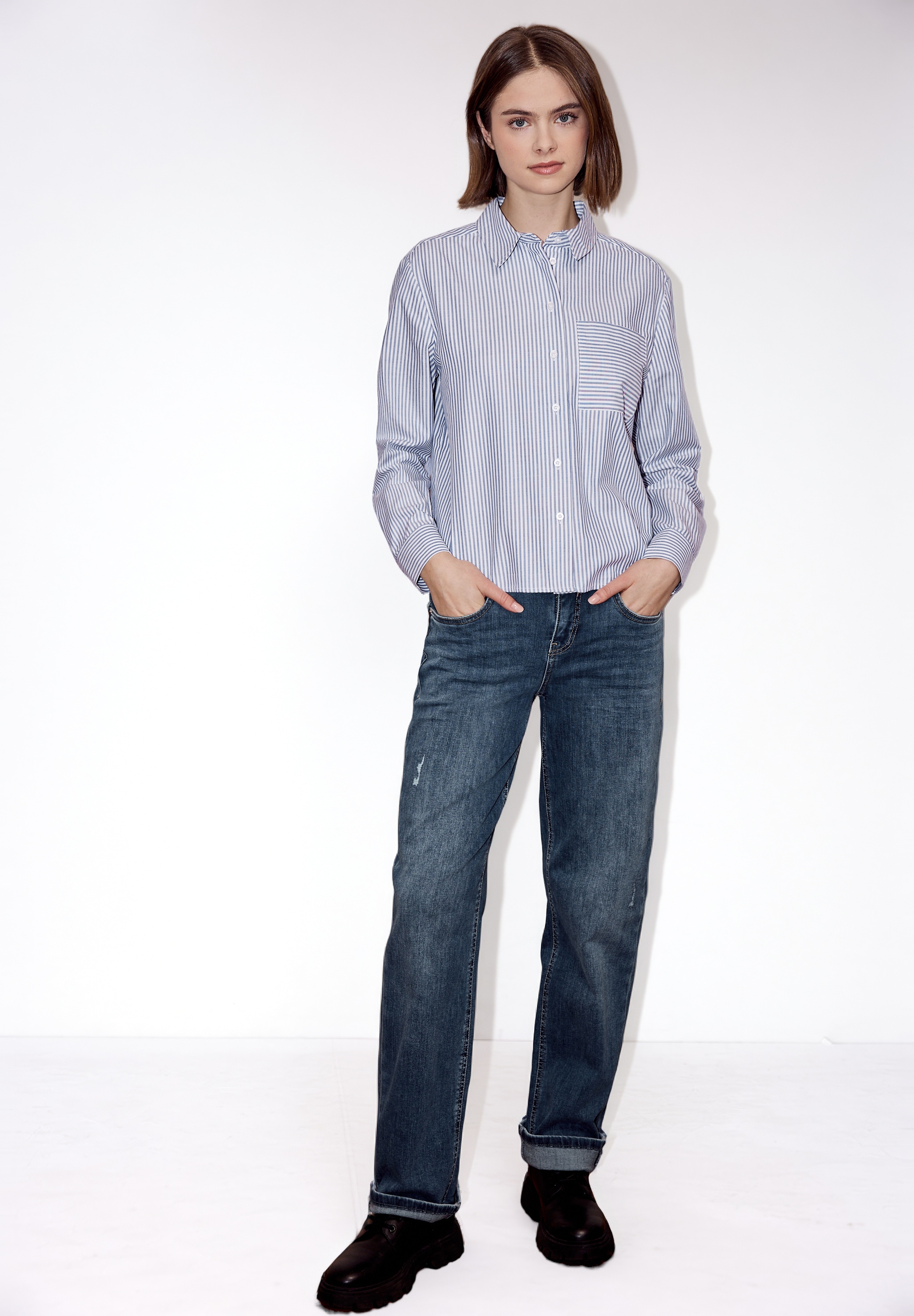 STREET ONE STUDIO Langarmbluse aus reiner Baumwolle