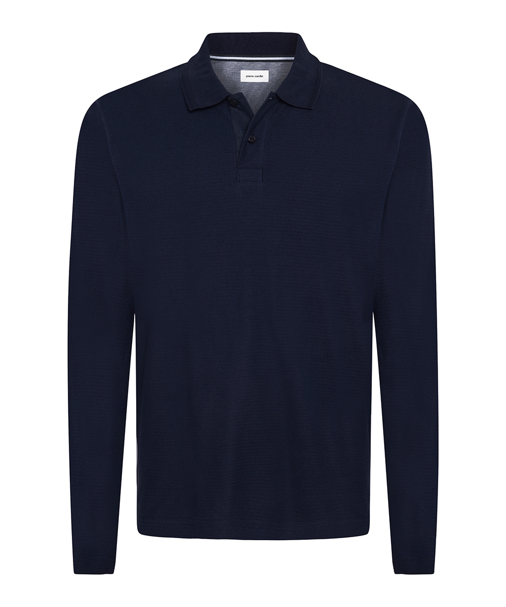 Pierre Cardin Langarm-Poloshirt mit Strukturmuster