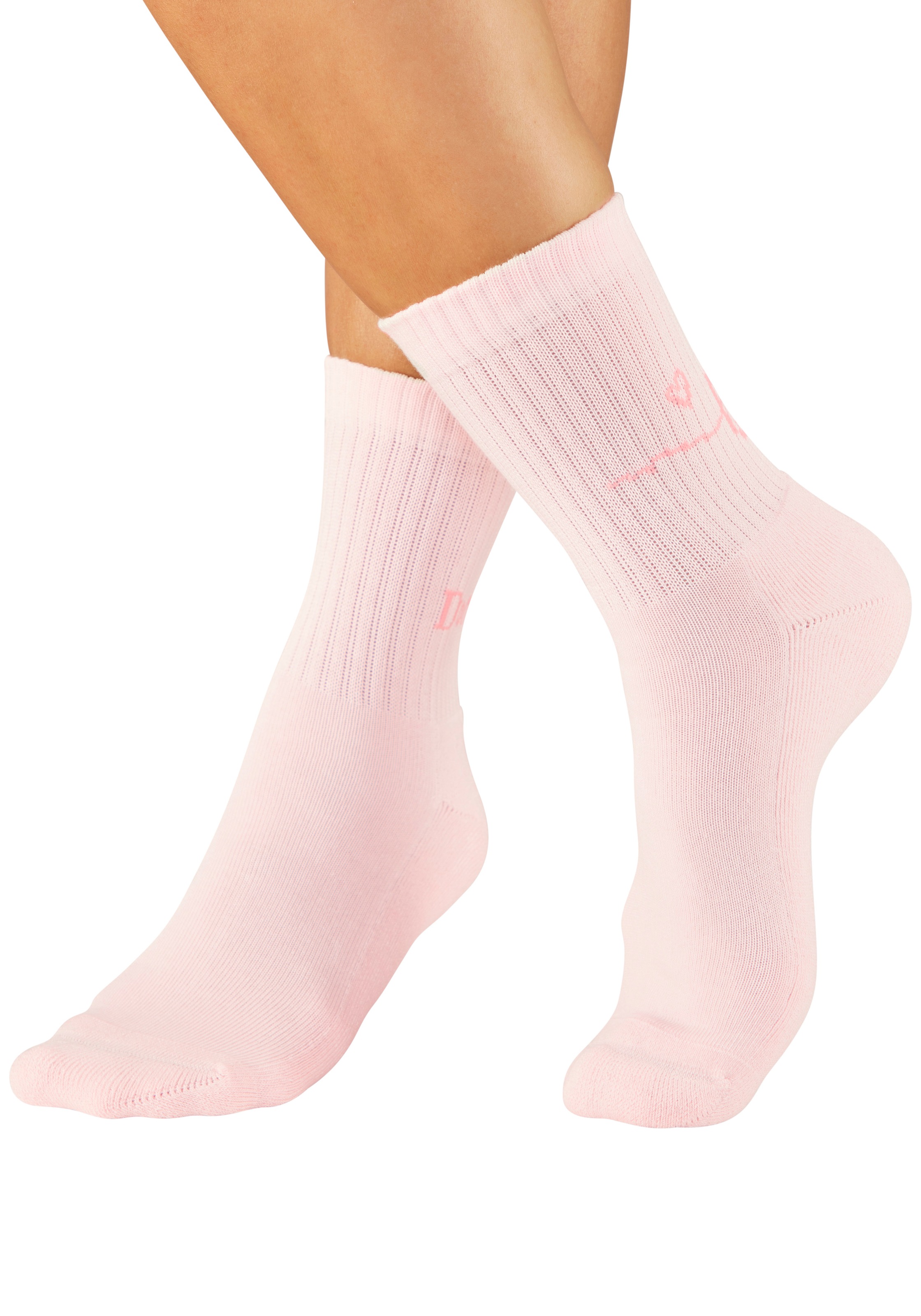 H.I.S Tennissocken »Damen Sportsocken daily socks« Packung, 7 Paar tlg. mit Fußfrottee und ansprechenden Schriftzügen