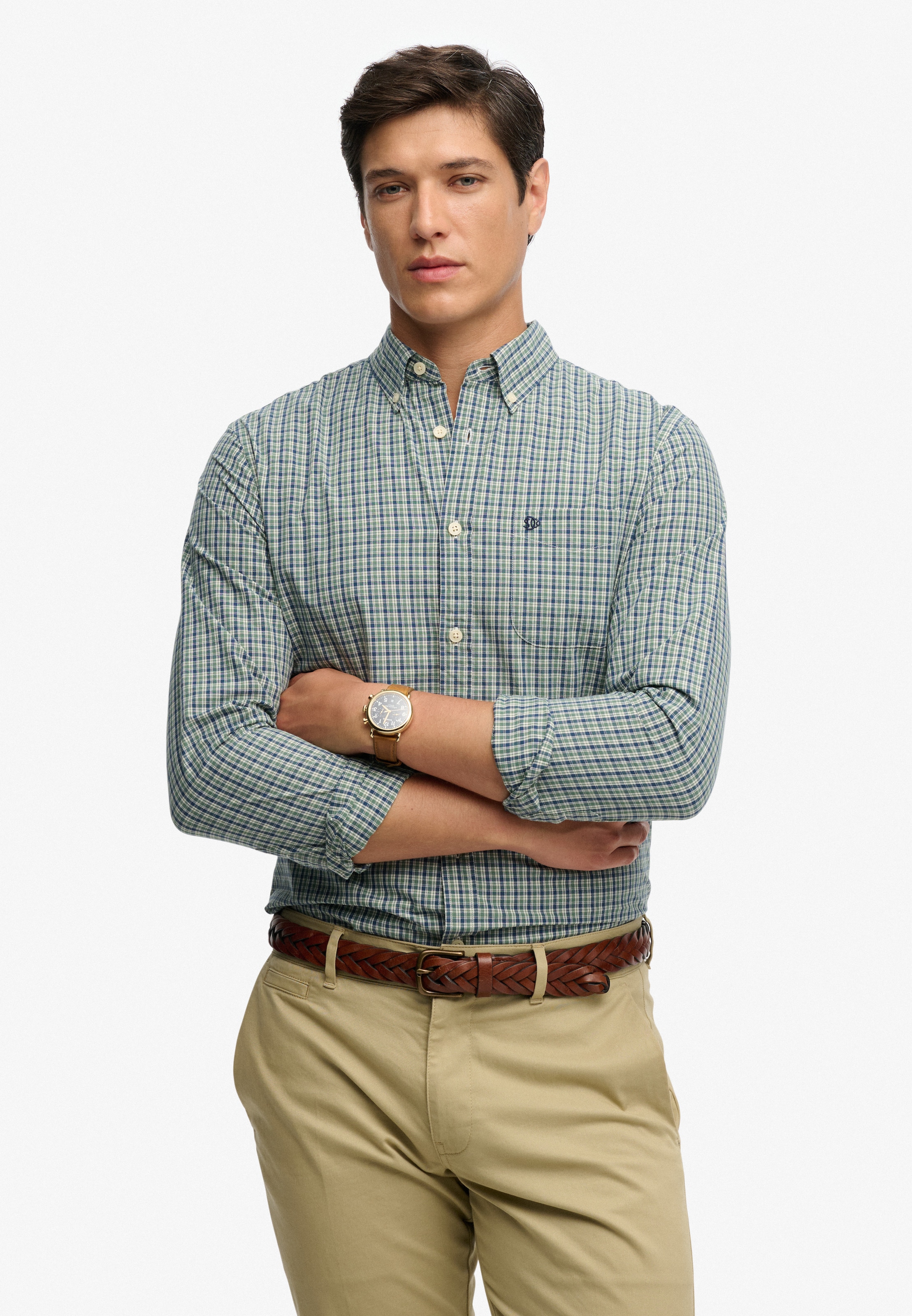 Superdry "PREPPY POPLIN L/S SHIRT" kariertes Design, mit Knopfleiste, Regular Fit