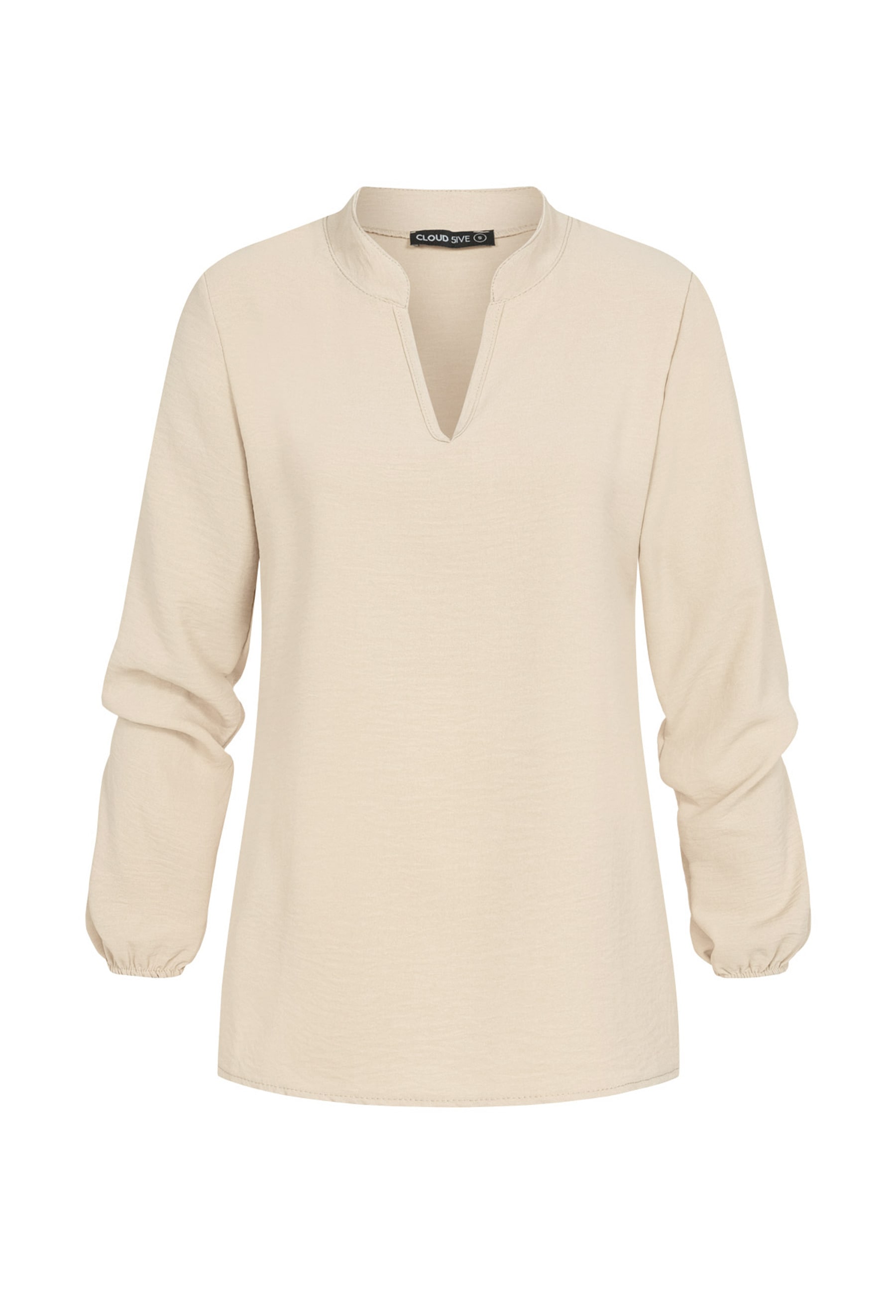 CLOUD 5IVE Klassische Bluse "CLOUD 5IVE Musselin Bluse mit V-Neck und Stehkragen"