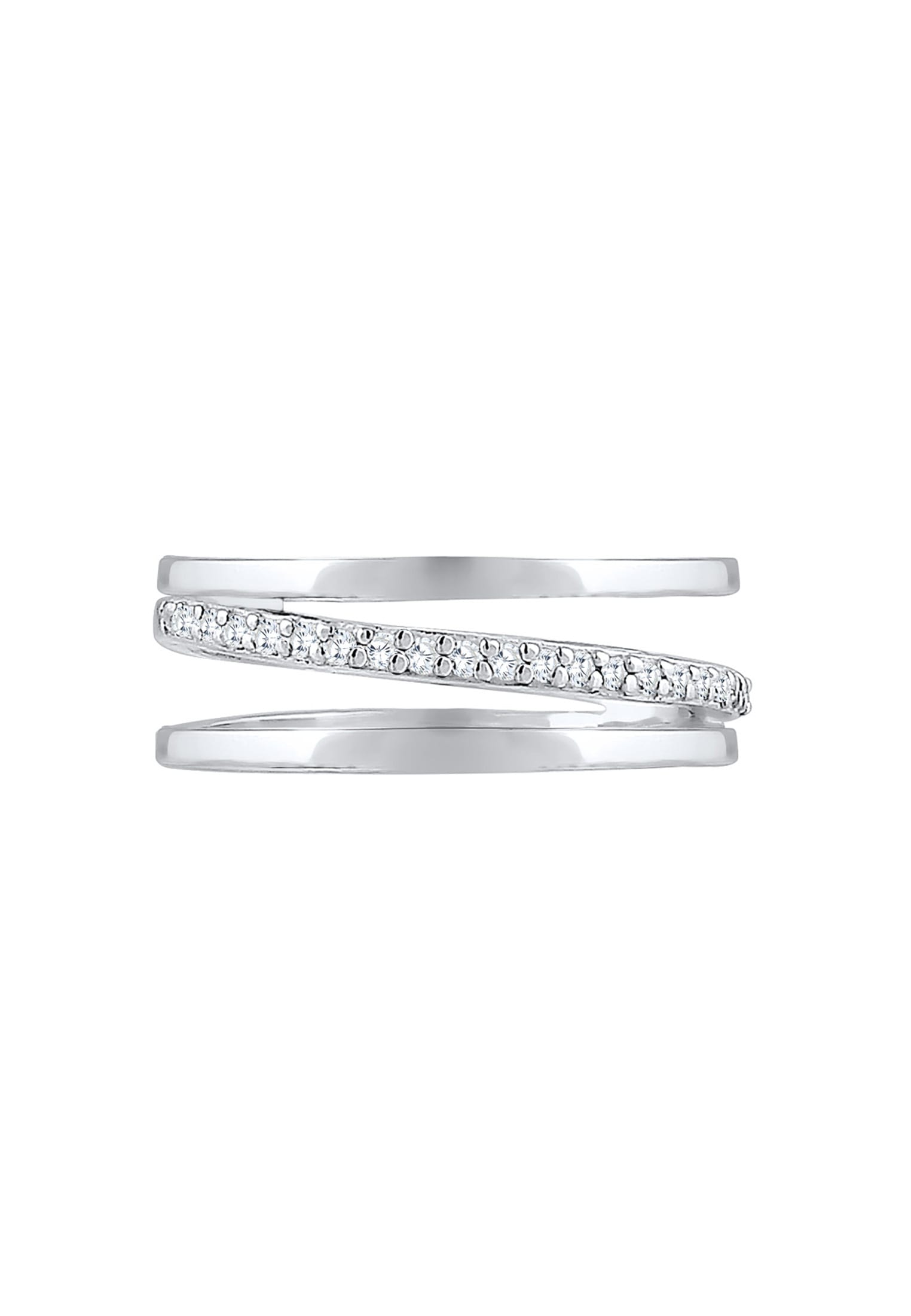 Elli Premium Fingerring »Wickelring Zirkonia Weiß 925 Sterling Silber«