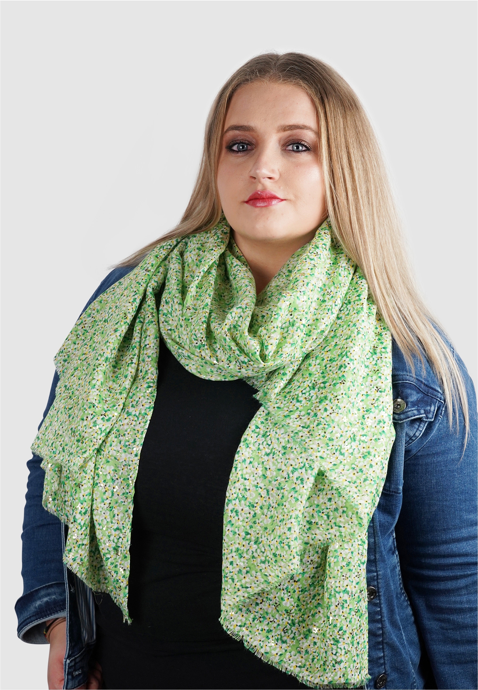 Harpa Modeschal »PEPPER« mit floralem Allover-Print und Metallic-Effekt