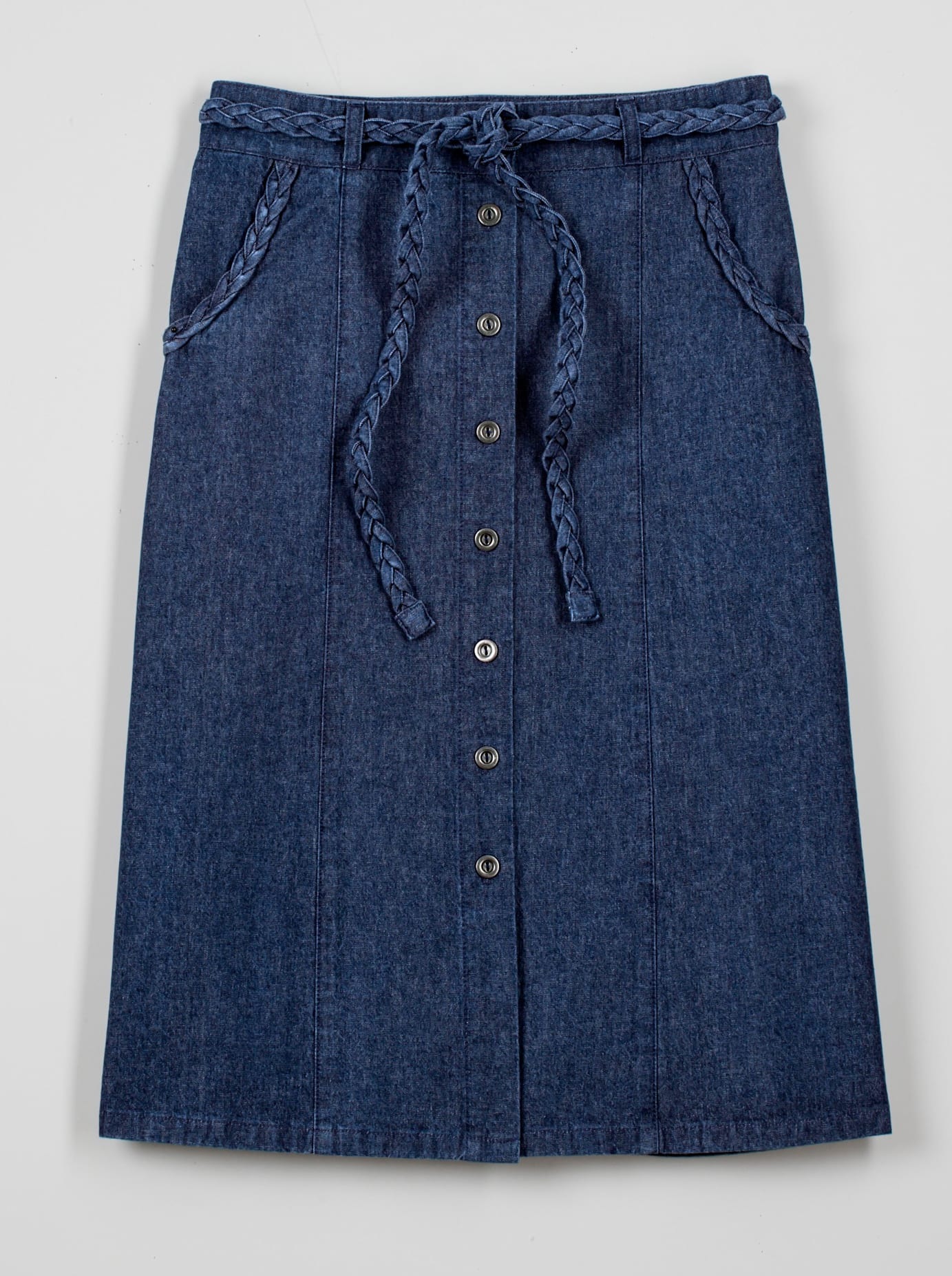 Jeansrock CASUAL LOOKS, Damen, Gr. 20, blau (blau, stone, washed), 100% Baumwolle, unifarben, kurz, Röcke Jeansrock 2