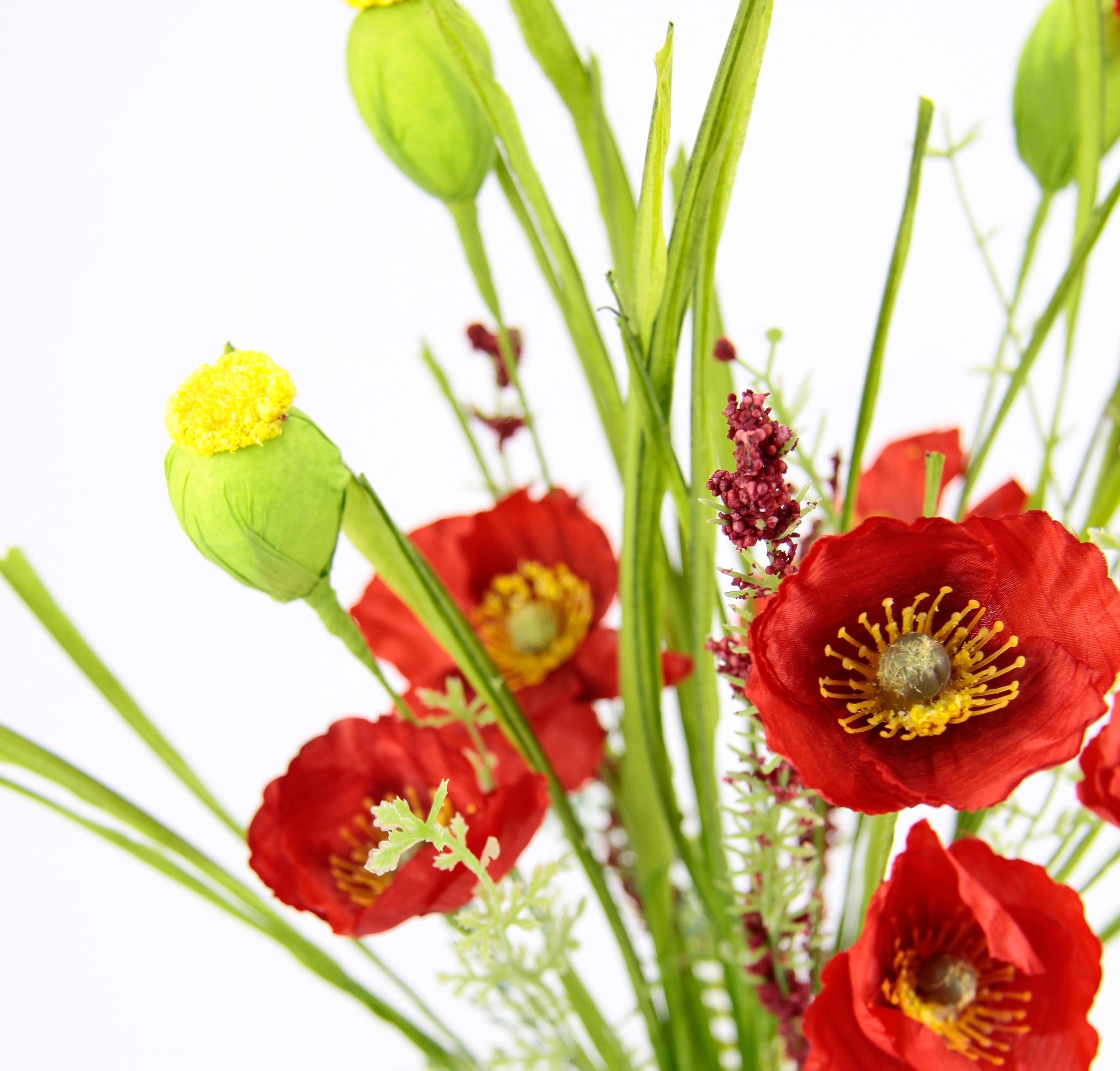 I.GE.A. Kunstblume »Mohnblumenbusch in Vase aus Keramik«, Blumen Mohnblume Mohn Mohnbusch Bouquet Strauß Seidenblumenstrauß