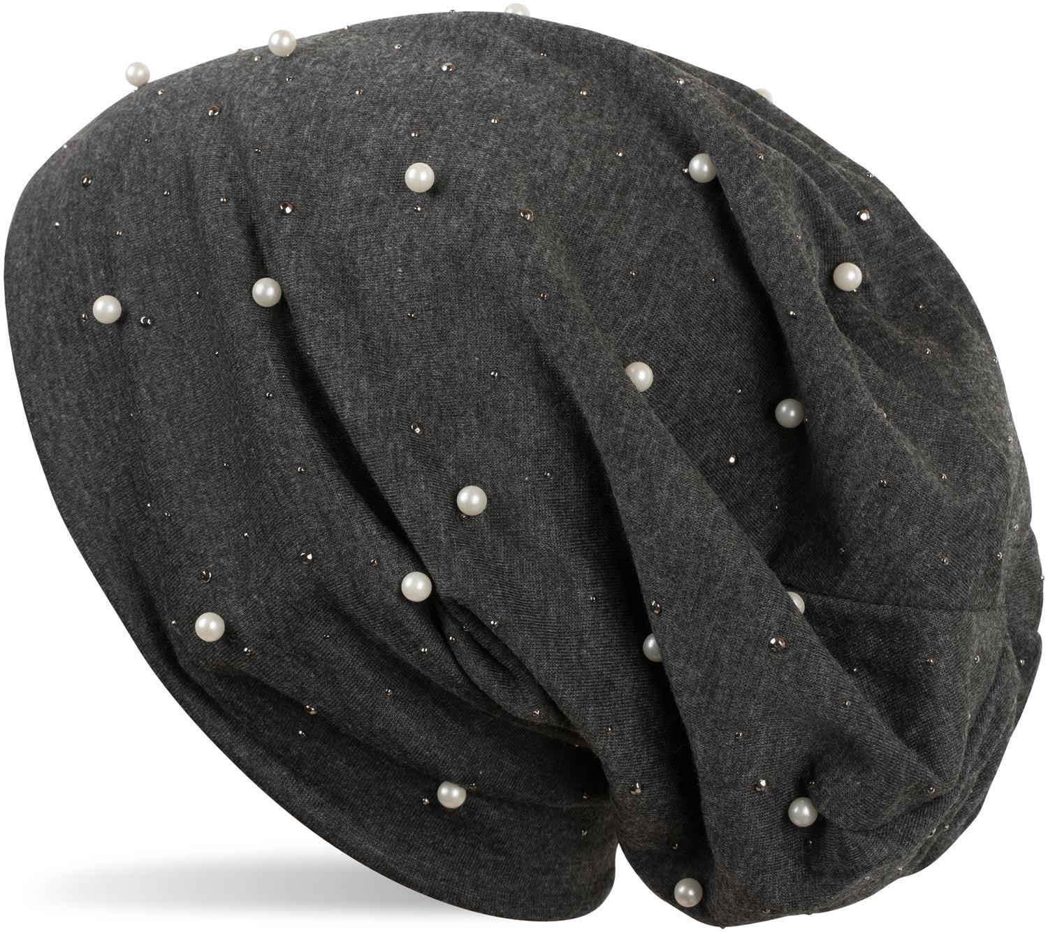 styleBREAKER Beanie "Beanie mit Perlen und Strass Nieten" 1 Stk.