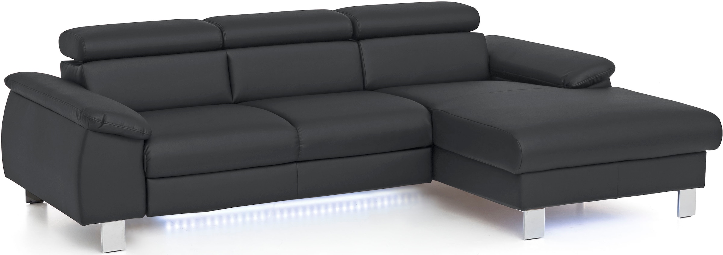 COTTA Ecksofa "Komaris L-Form,B:244cm, inkl. Kopfteilverstellung, Wellenunterfederung" optional mit Schlaffunktion und Bettkasten, plus opt. LED Beleuchtung