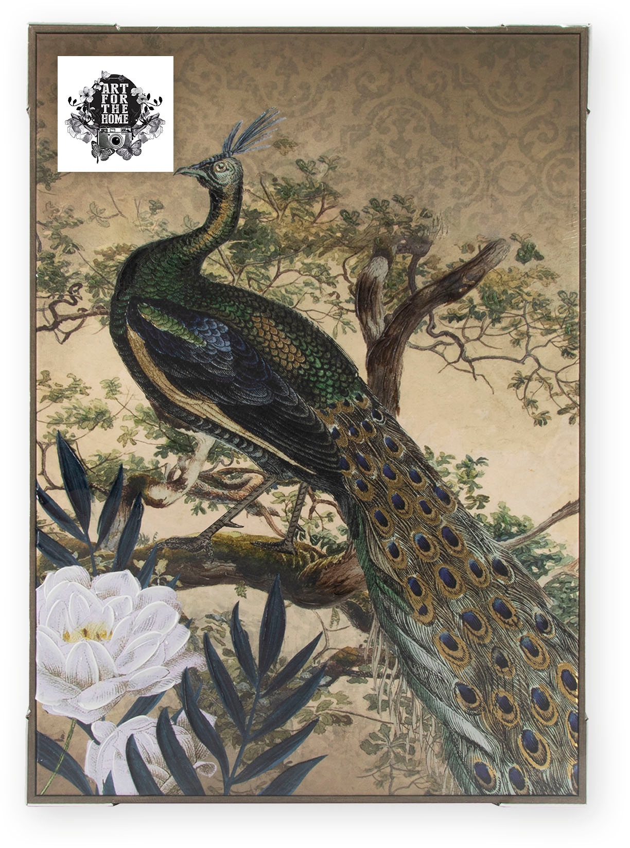 Art for the home Leinwandbild »Pfau« Art | Landschaft 1 Stk. tlg. Leinwand handgemalte Details Pfau im Paradies 70 x 50 cm