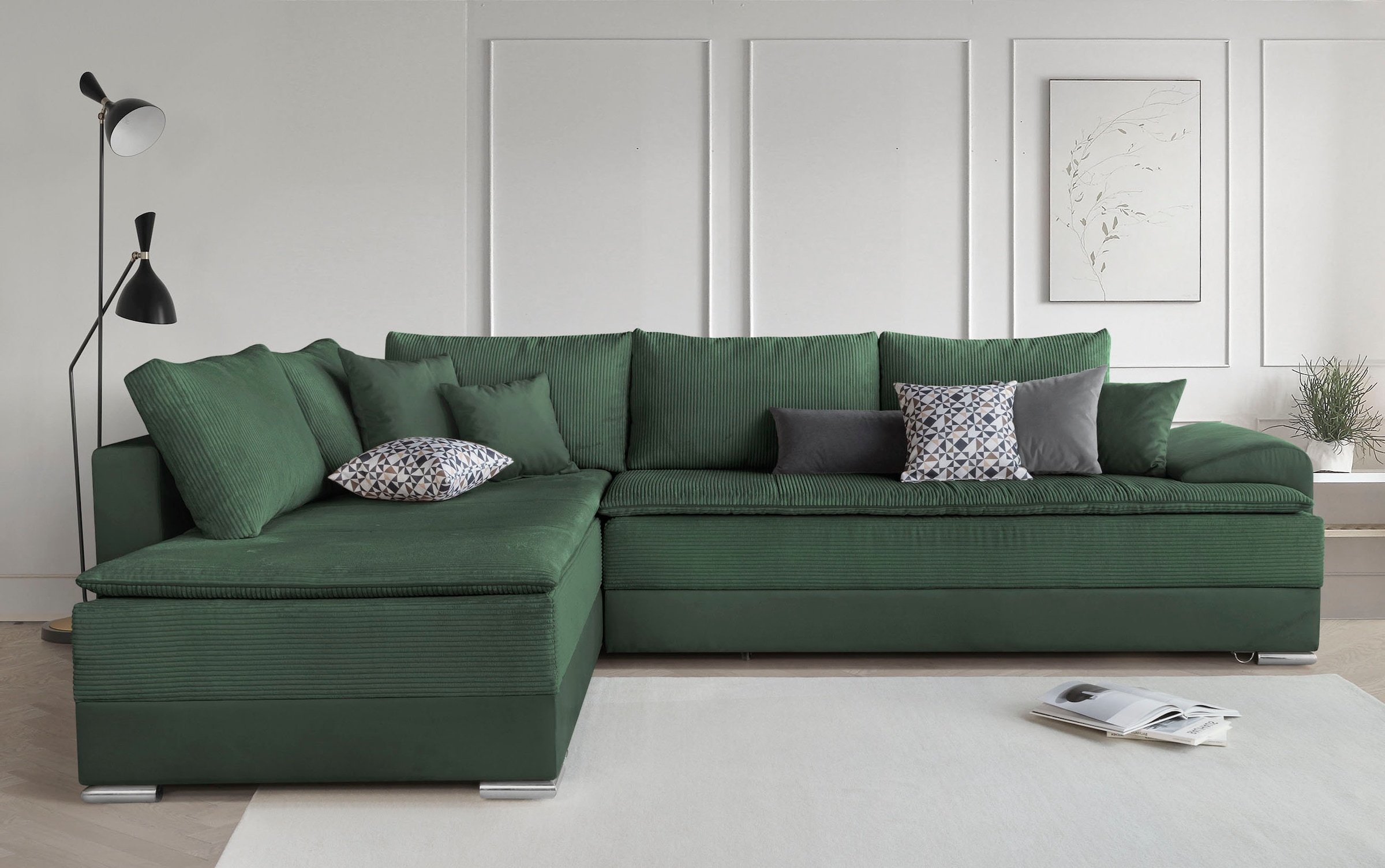 Home affaire Ecksofa "Night & Day L-Form, B: 324 cm, Dauer-Schlaffunktion und Armlehne" Schlaffunktion & Bettkasten, Boxspringbett 180x200 cm