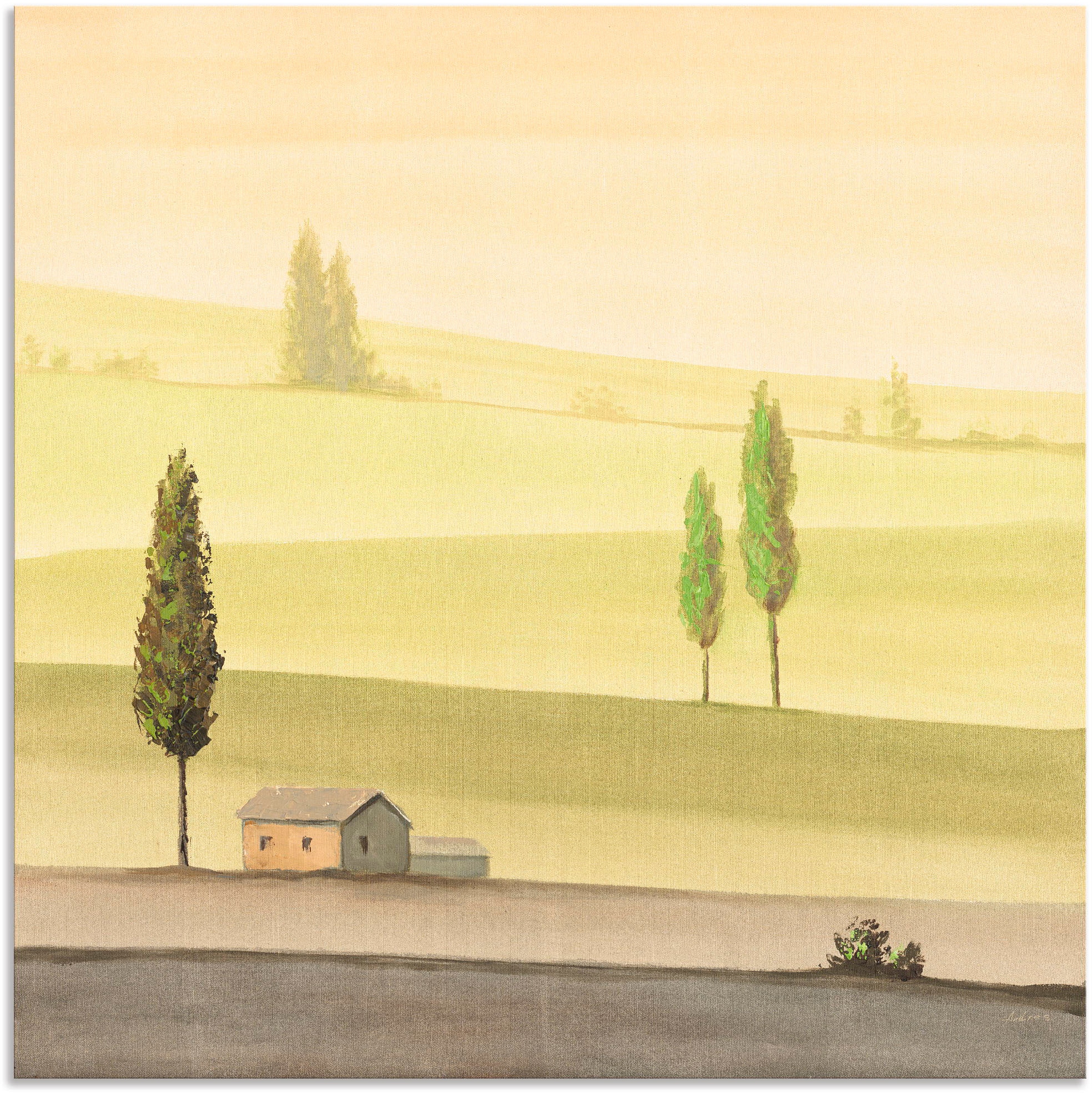 Artland Wandbild »Landschaft in Grün II«, Wiesen & Bäume, (1 St.), als  Alubild, Leinwandbild, Wandaufkleber oder Poster in versch. Größen  bestellen | BAUR