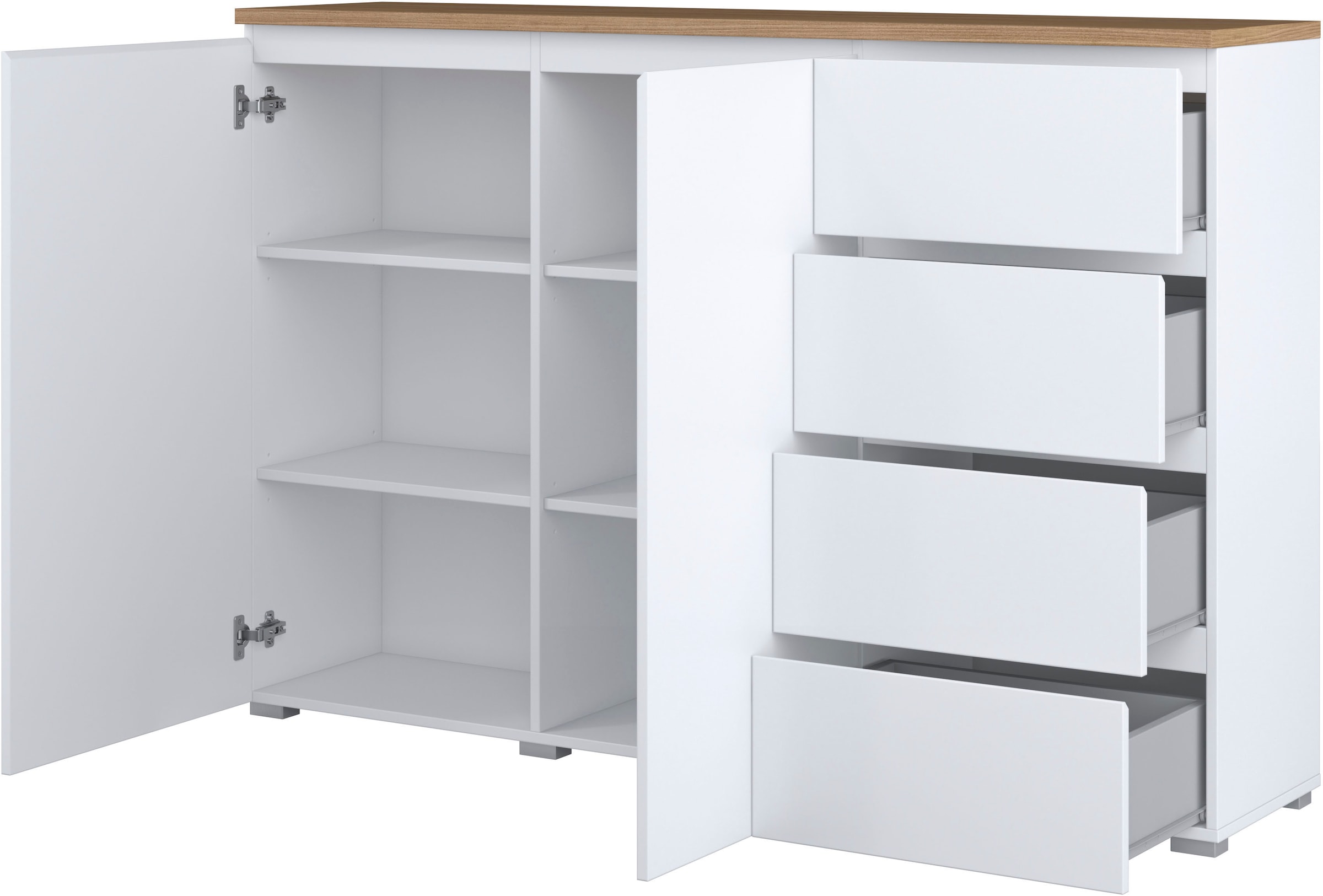 INOSIGN Highboard »Modo, Breite 150 cm, moderne grifflose Kommode 2Türen/4 SK«, Schubladenkommode mit viel Stauraum, Einlegeböden verstellbar