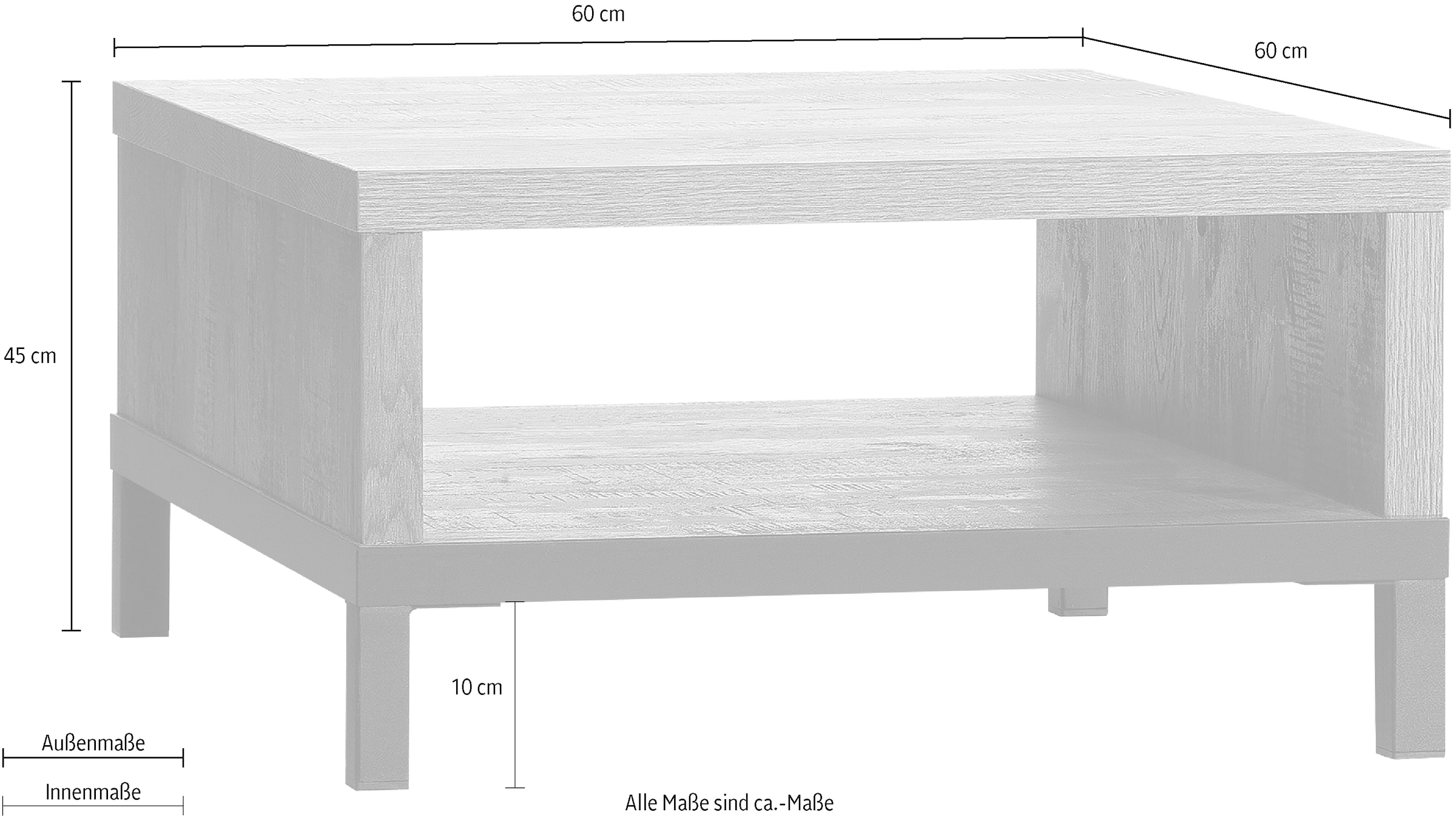 OMG Design Couchtisch »Stanley«, (1 St.), Zeitloser Landhausstil, mit Metallgestell