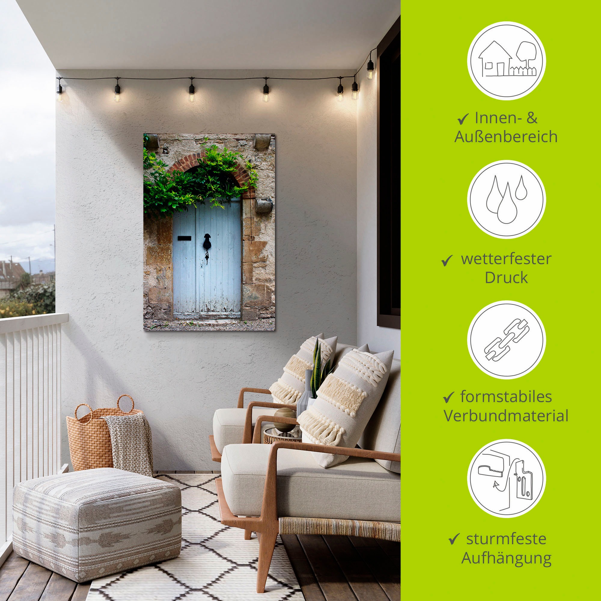 Artland Wandbild »Alte Tür in Südfrankreich«, Fenster & Türen, (1 St.), als Alubild, Outdoorbild, Leinwandbild, Poster in verschied. Größen
