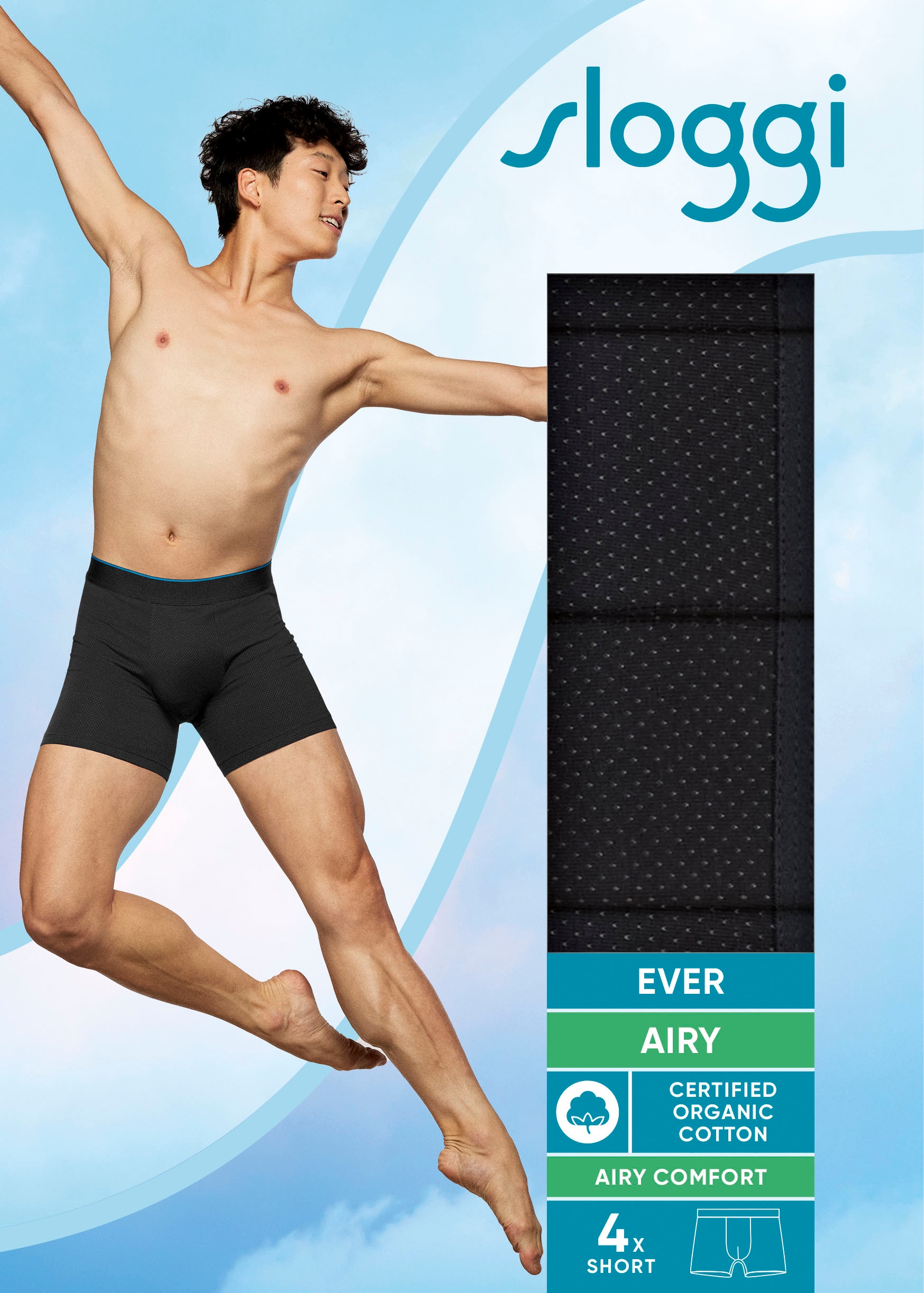 sloggi Boxershorts »men EVER Airy Short 4P«, (Packung, 4 St.), Atmungsaktives Mesh, Short Slip, Boxer