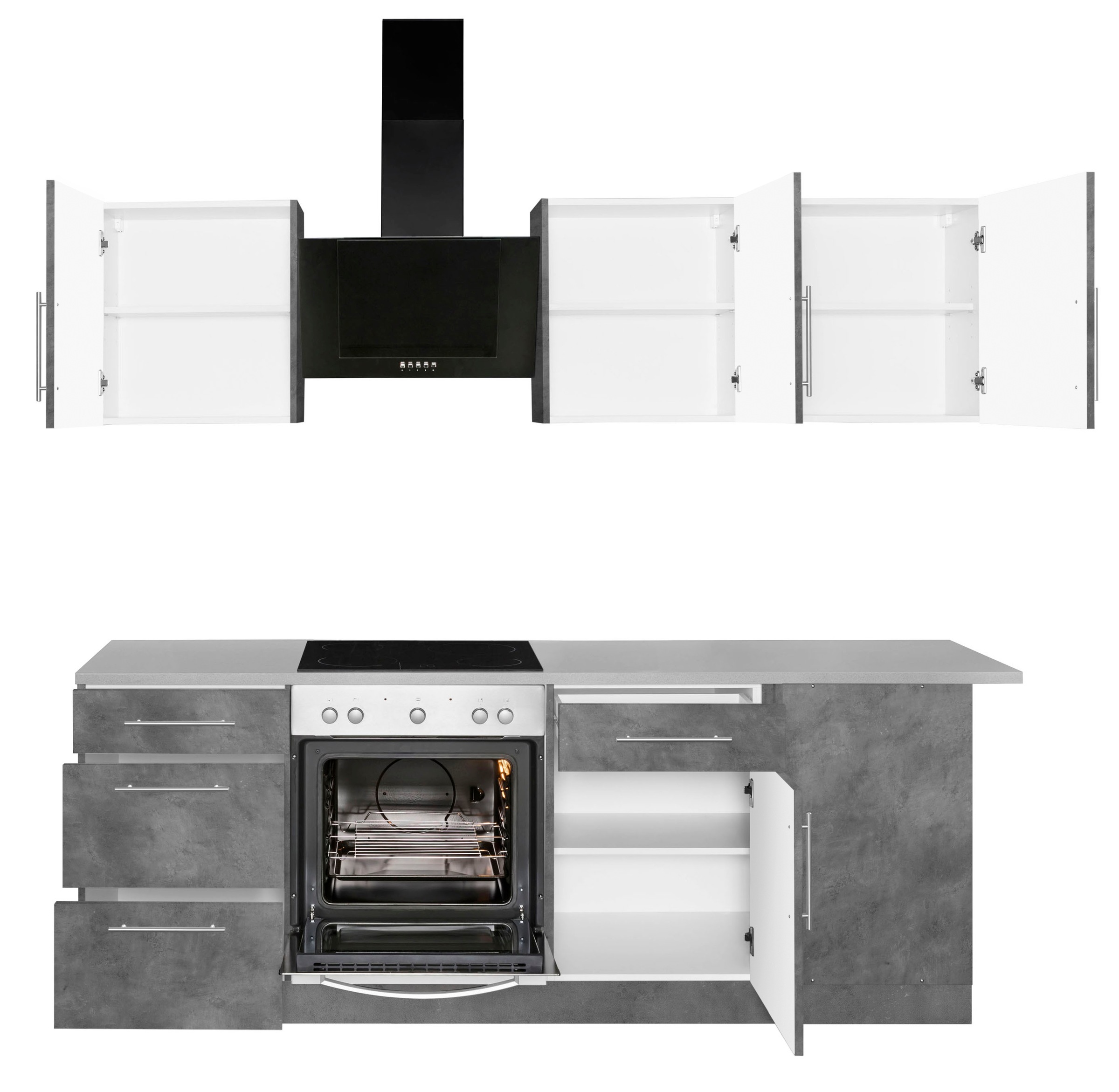 wiho Küchen Winkelküche "Cali, TOPSELLER" mit E-Geräten, Stellbreite 220 x günstig online kaufen