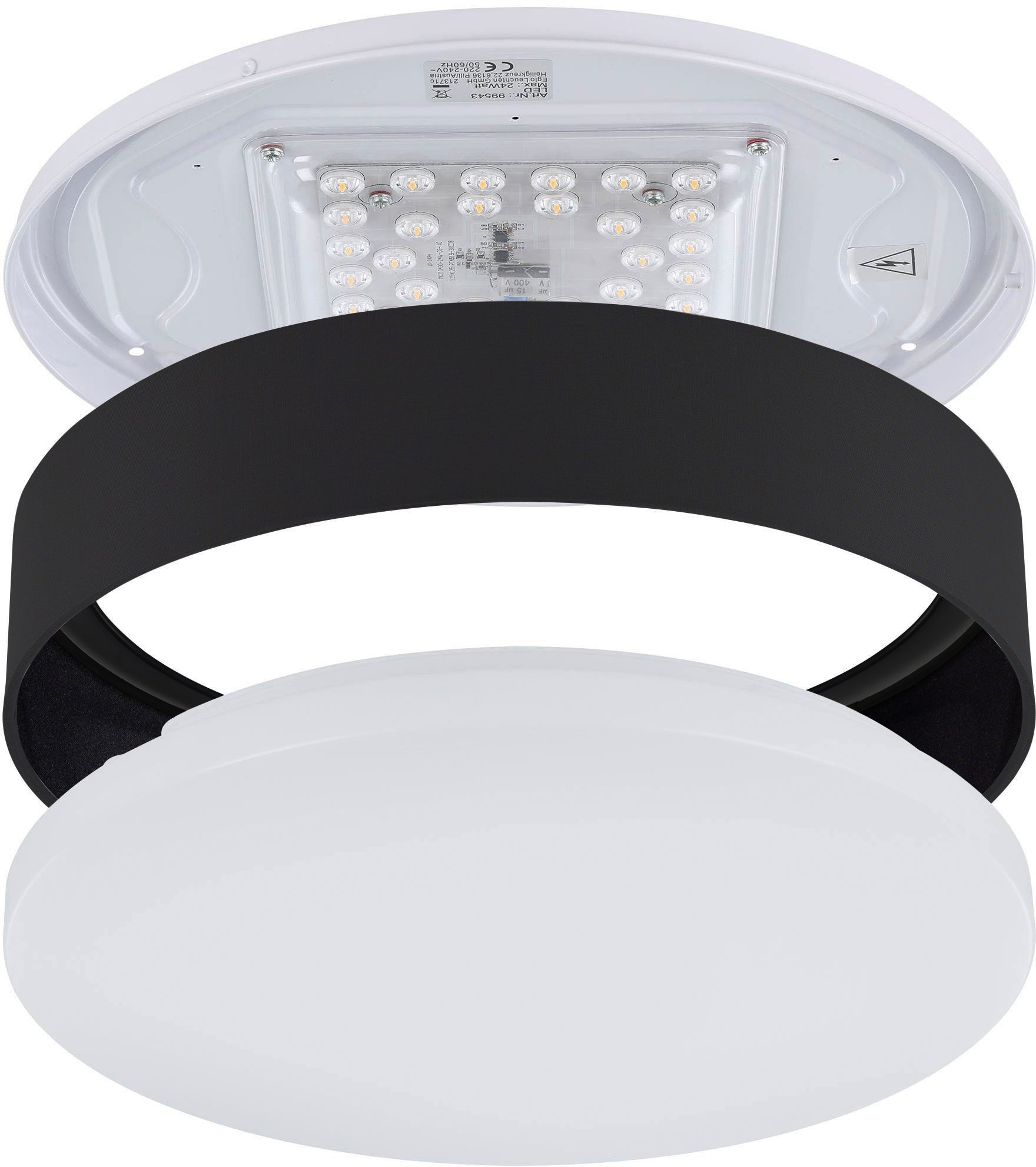 Leonique LED Deckenleuchte »Juria«, 1 flammig, Leuchtmittel LED-Modul | LED fest integriert, Deckenlampe Ø38 x H9 cm mit Textil-/Stoffschirm, CCT, Fernbedienung