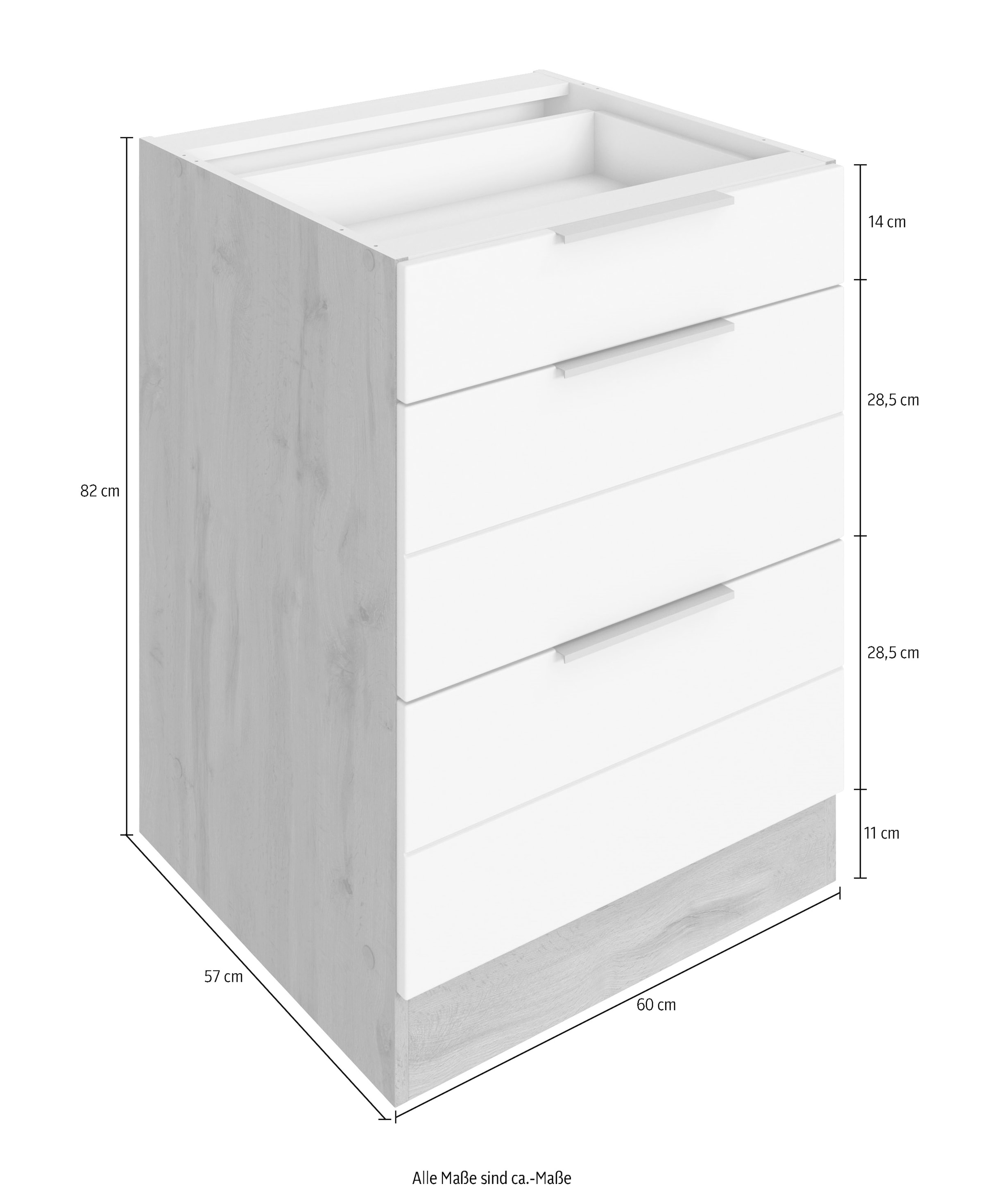 KOCHSTATION Auszugsunterschrank »KS-Luhe«, 60 cm breit, hochwertige MDF-Fronten mit waagerechter Lisene