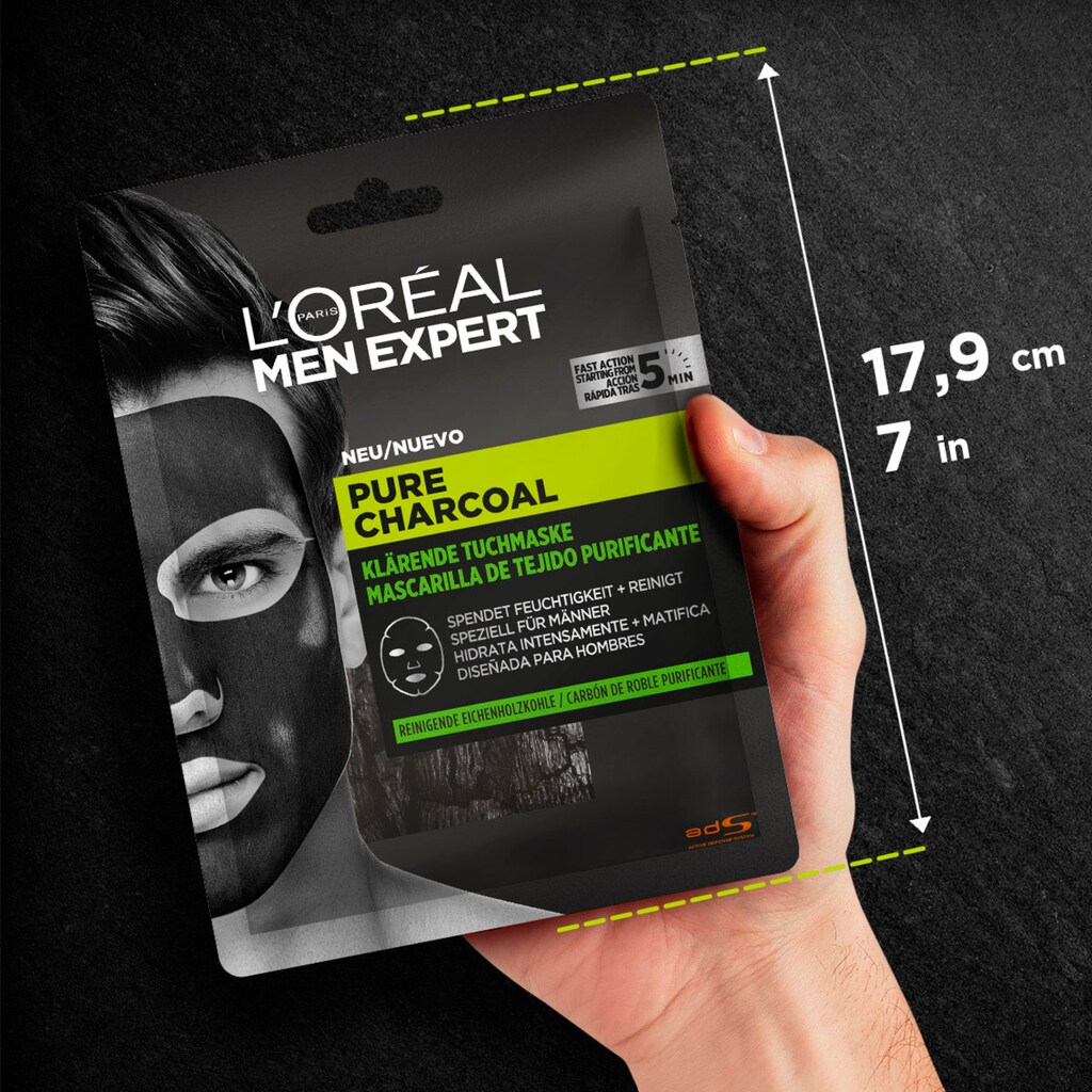 L'ORÉAL PARIS MEN EXPERT Gesichtsmasken-Set »Pure Charcoal und Hydra Energy«, (Set, 4 tlg.)