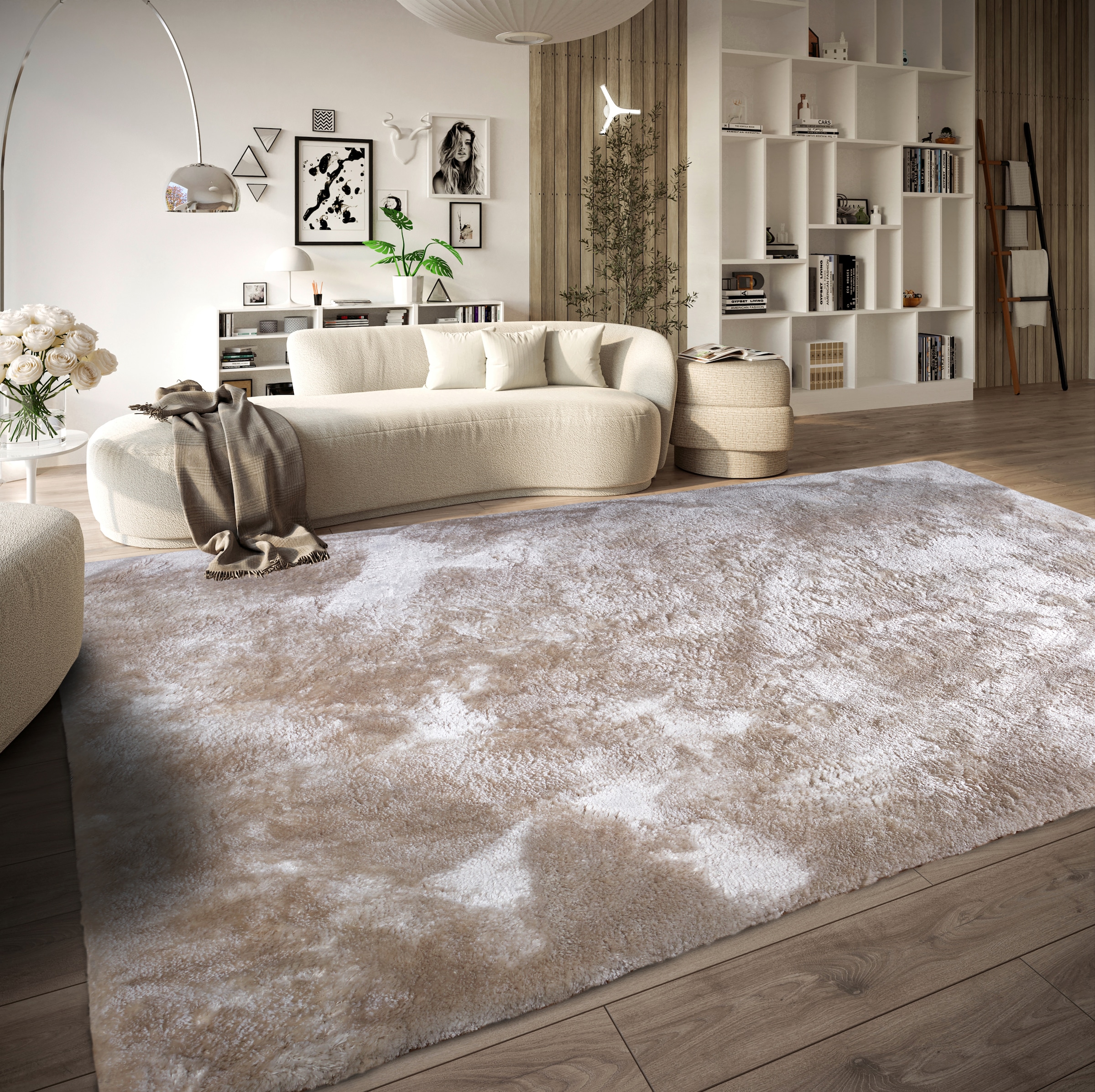 ELLE DECORATION Hochflor-Teppich »Calida«, rechteckig, 28 mm Höhe, Langflor, Shaggy, einfarbig, flauschig, weich, glänzend, modern, uni