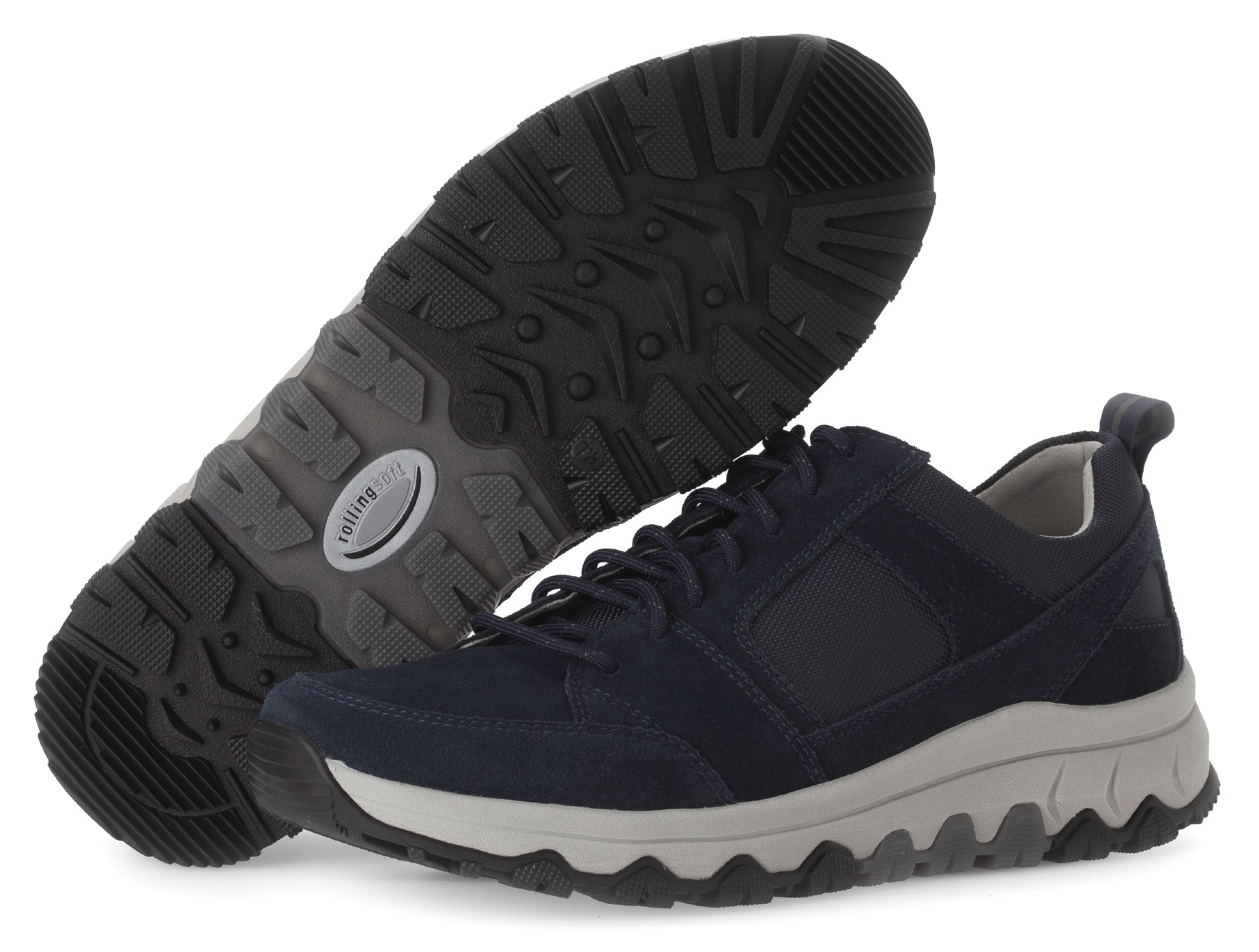 Gabor Rollingsoft Keilsneaker, Freizeitschuh, Halbschuh, Schnürschuh mit Ziernähten, Weite G