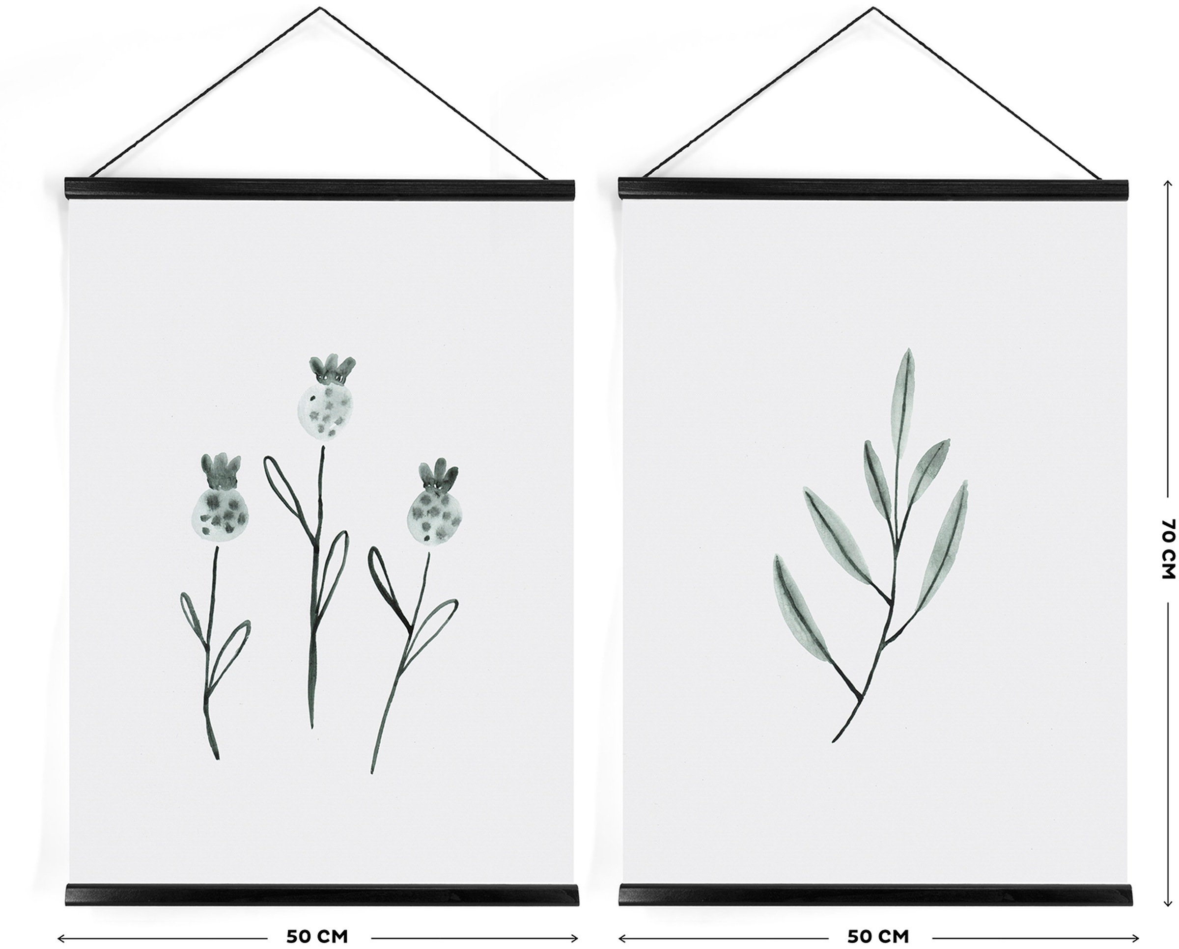 Art for the home Bild mit Rahmen »Art for the Home Botanik Wanddeko Set of 2«, (Set, 2 St.)